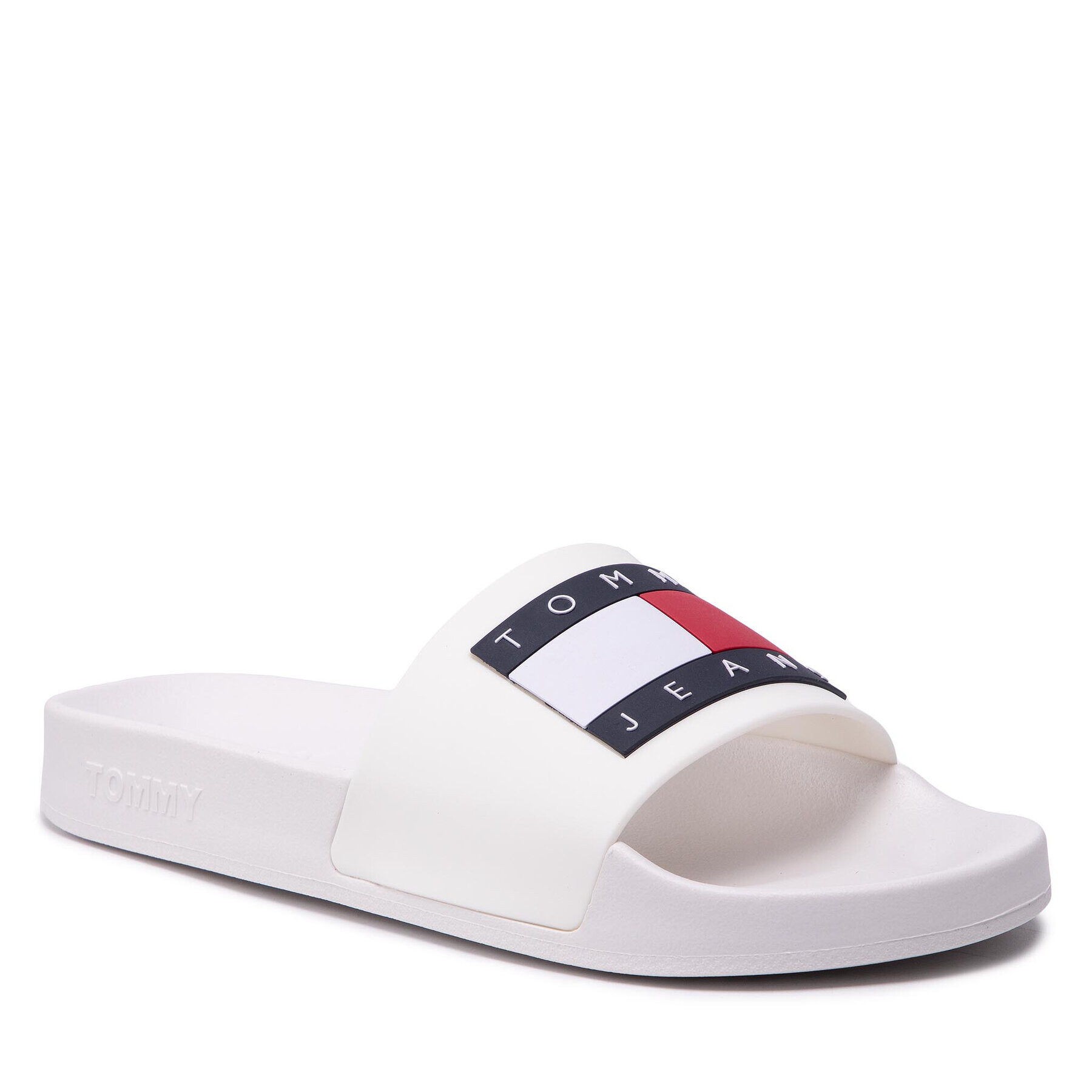 Tommy Jeans Natikači Flag Pool Slide EN0EN01889 Bela - Pepit.si