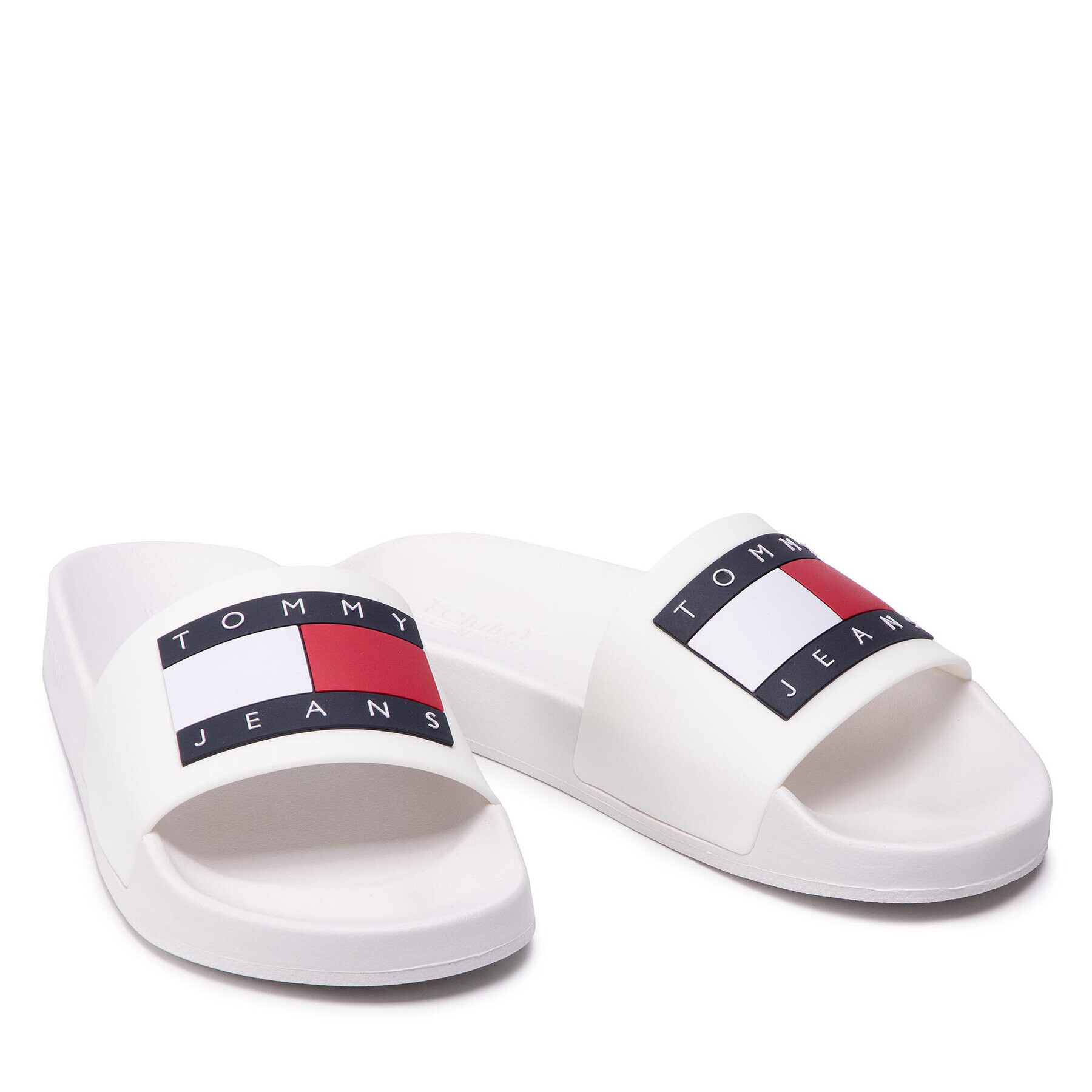 Tommy Jeans Natikači Flag Pool Slide EN0EN01889 Bela - Pepit.si