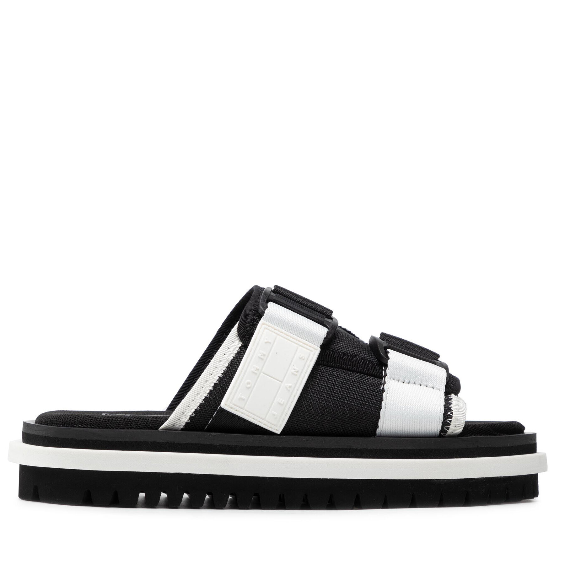 Tommy Jeans Natikači Flatform Webbing Sandal EN0EN01802 Črna - Pepit.si