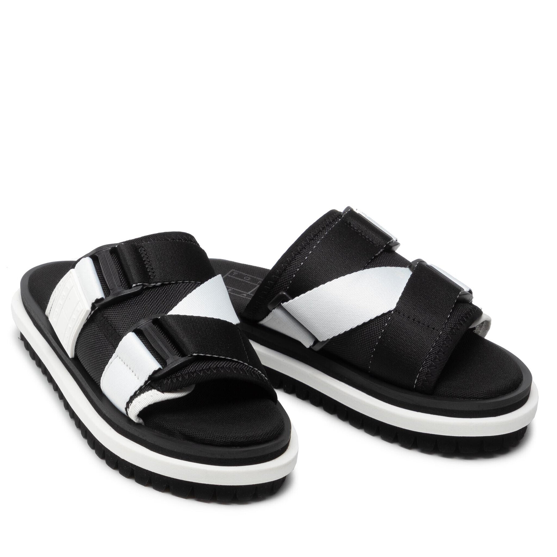 Tommy Jeans Natikači Flatform Webbing Sandal EN0EN01802 Črna - Pepit.si