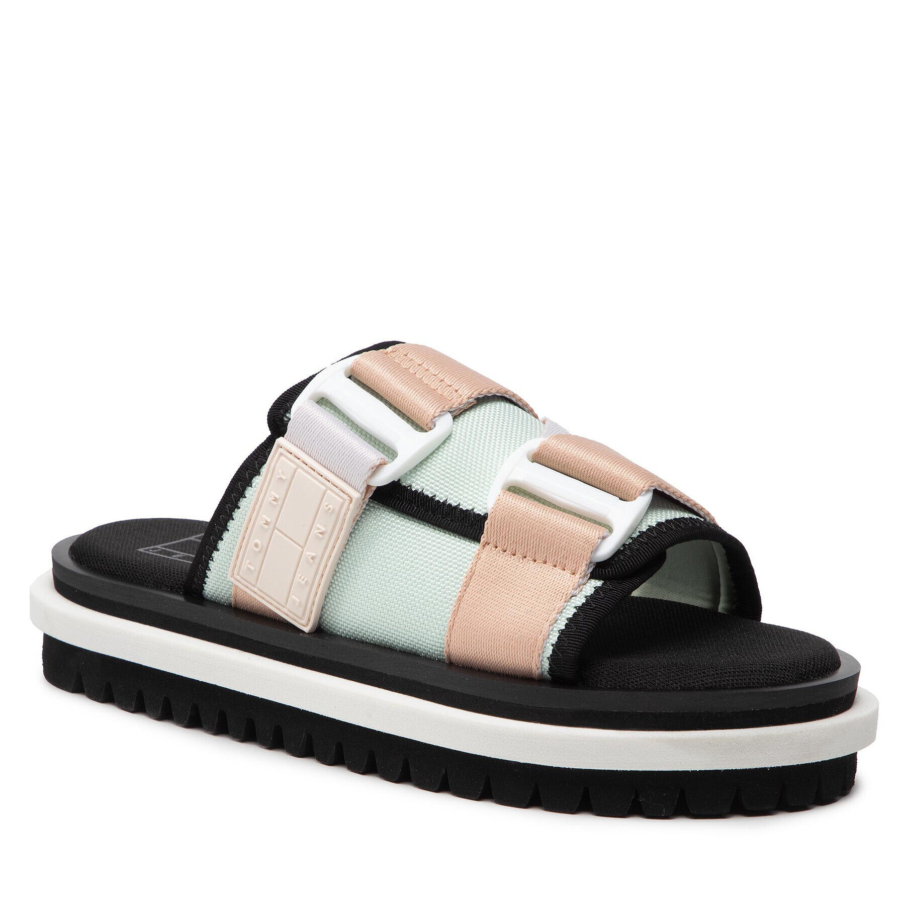 Tommy Jeans Natikači Flatform Webbing Sandal EN0EN01802 Pisana - Pepit.si