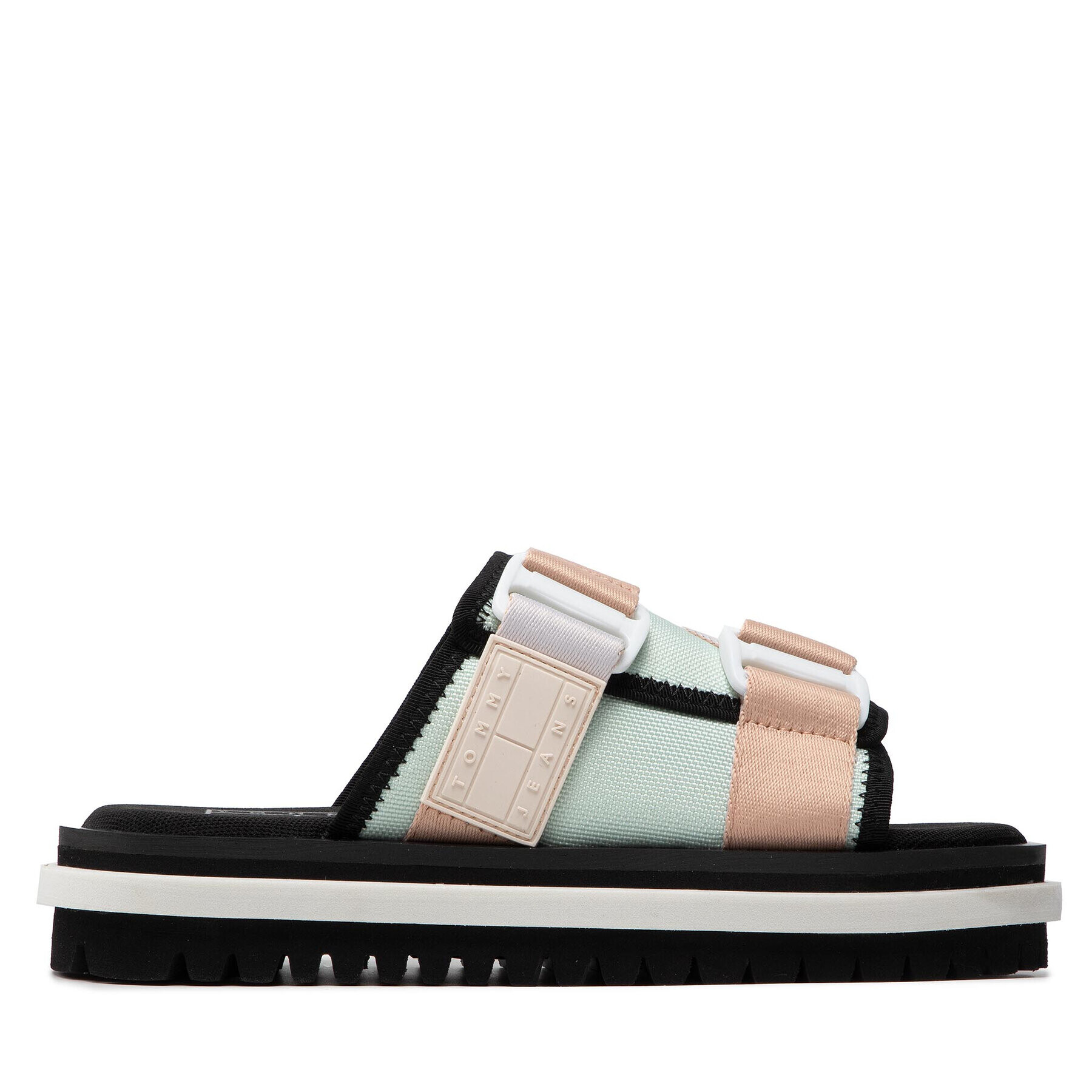 Tommy Jeans Natikači Flatform Webbing Sandal EN0EN01802 Pisana - Pepit.si