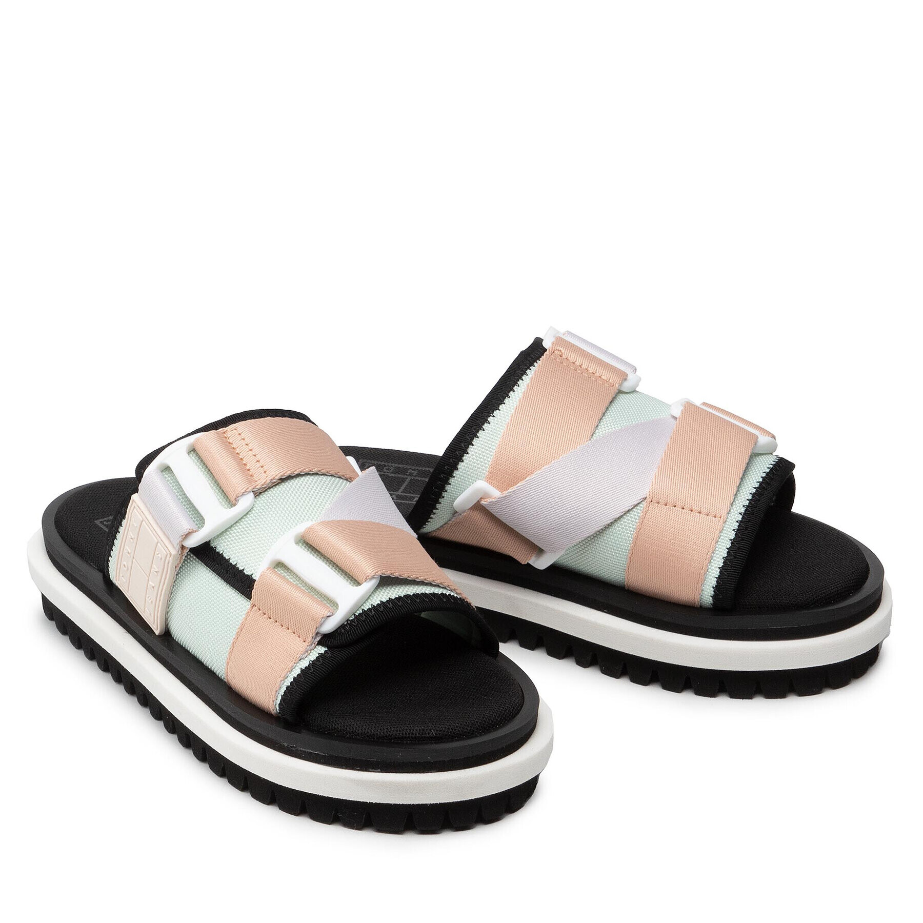 Tommy Jeans Natikači Flatform Webbing Sandal EN0EN01802 Pisana - Pepit.si