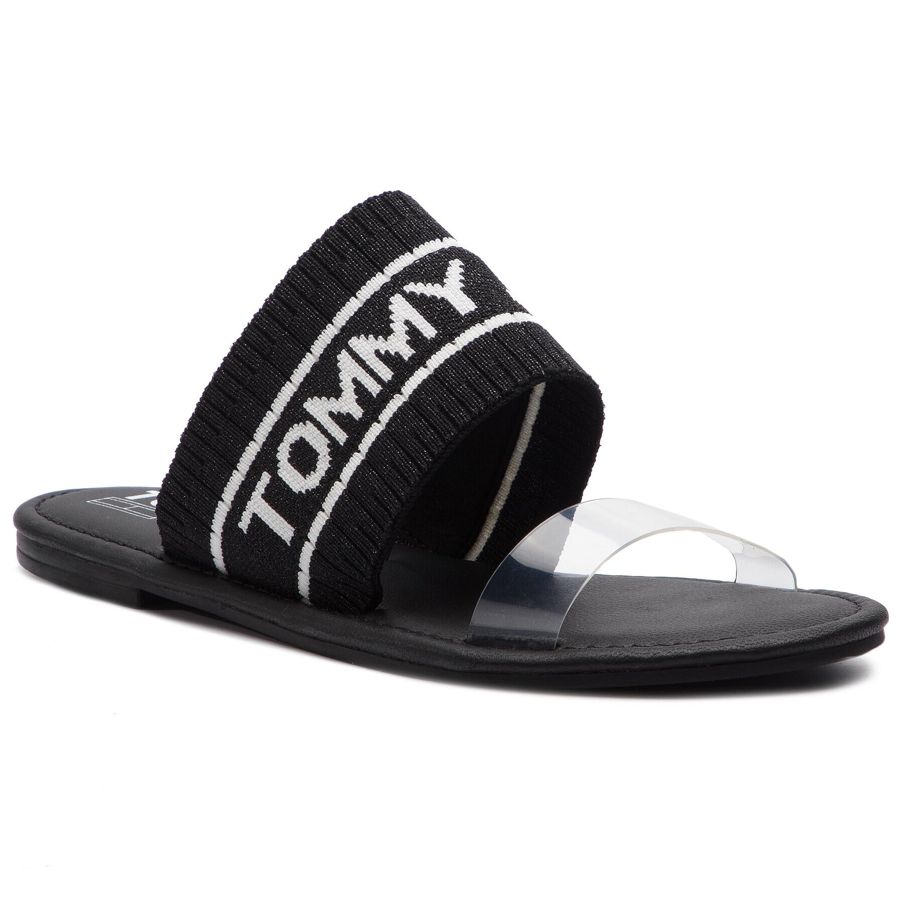 Tommy Jeans Natikači Knit Flat Sandal EN0EN00533 Črna - Pepit.si