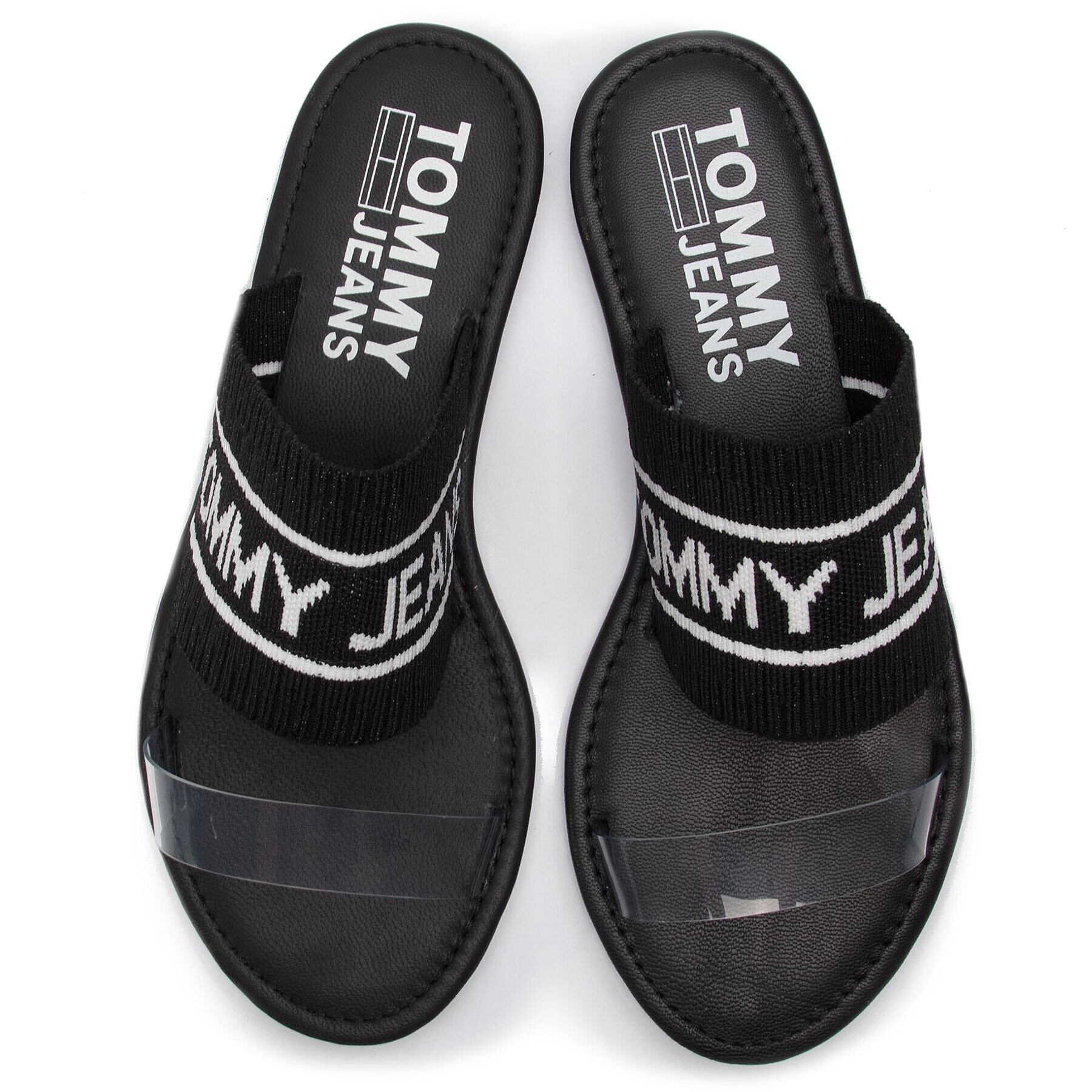 Tommy Jeans Natikači Knit Flat Sandal EN0EN00533 Črna - Pepit.si