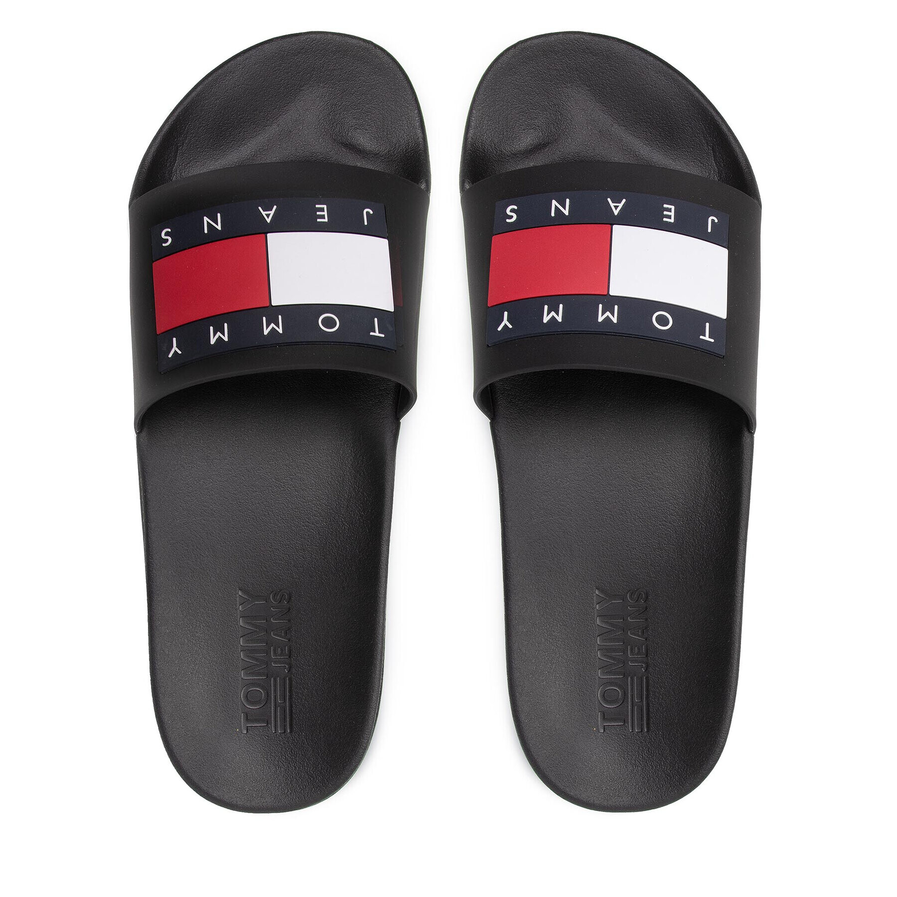 Tommy Jeans Natikači Mens Flag Pool Slide EM0EM01021 Črna - Pepit.si