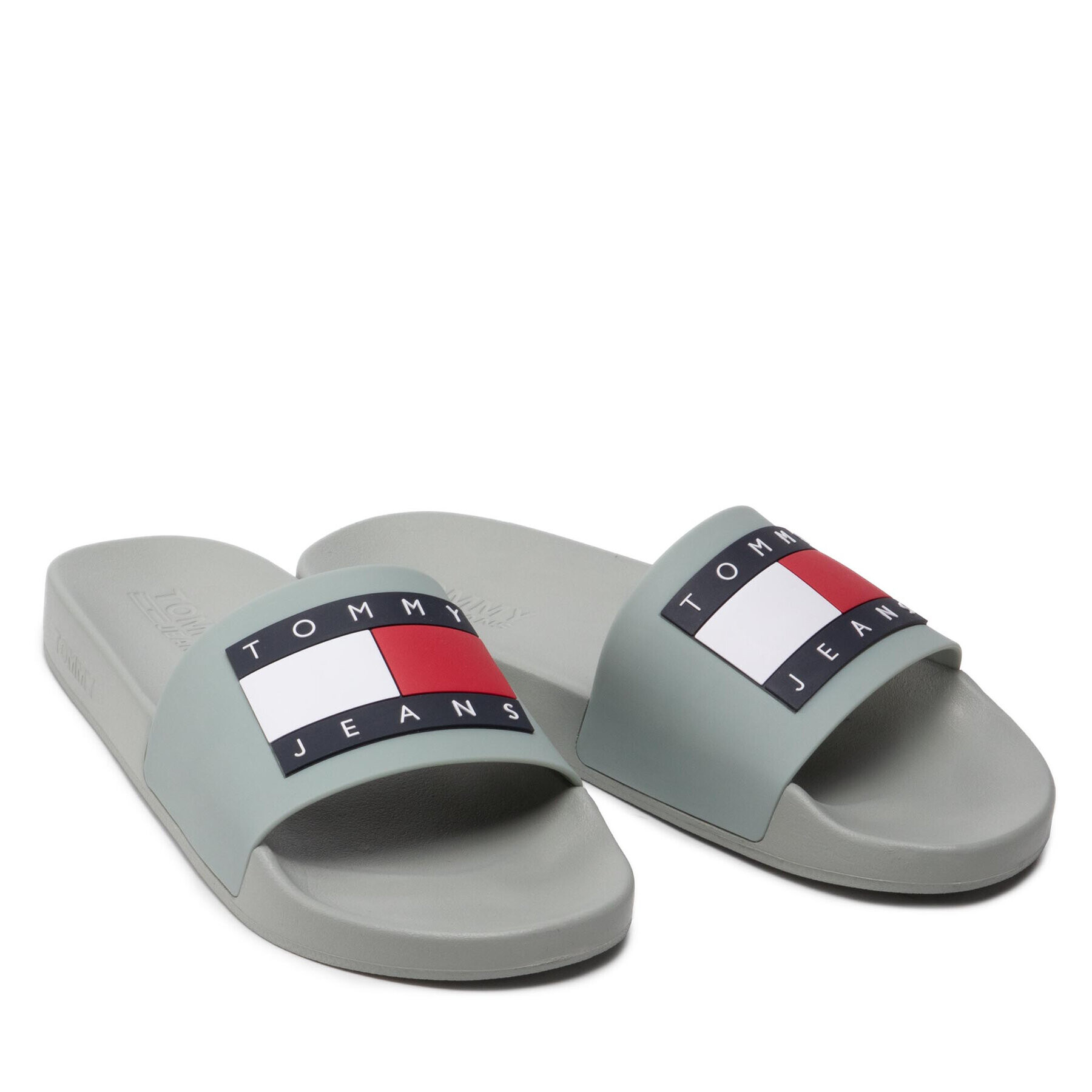 Tommy Jeans Natikači Mens Flag Pool Slide EM0EM01021 Zelena - Pepit.si