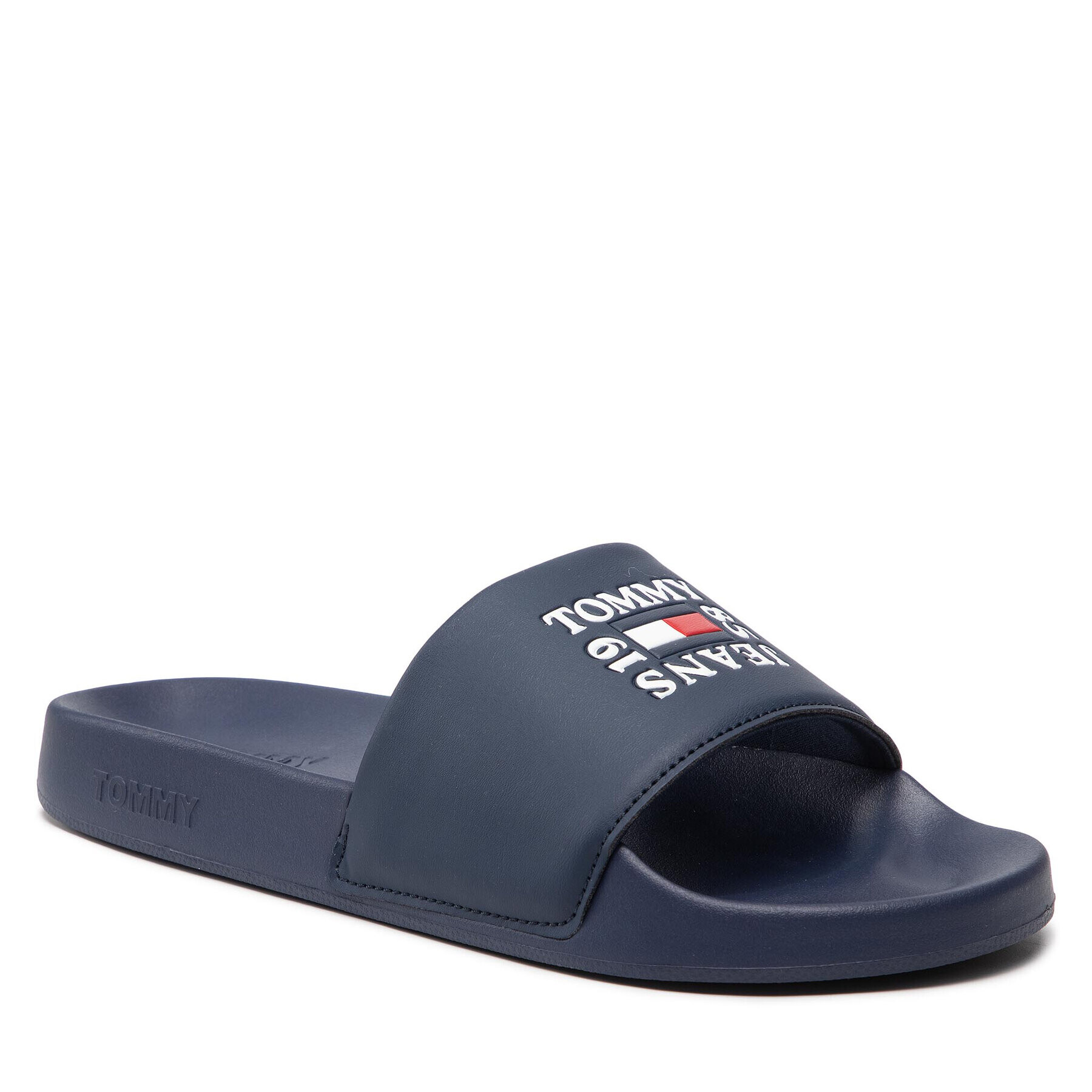 Tommy Jeans Natikači Print Poolslide EM0EM00985 Mornarsko modra - Pepit.si