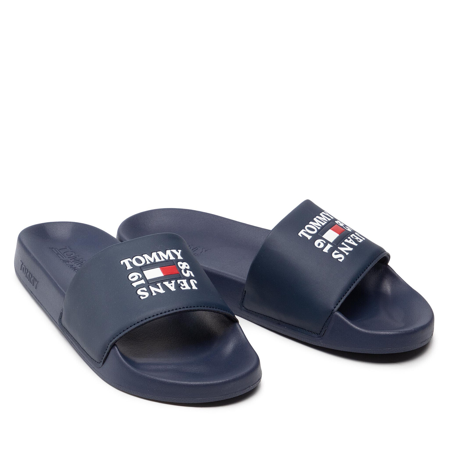 Tommy Jeans Natikači Print Poolslide EM0EM00985 Mornarsko modra - Pepit.si