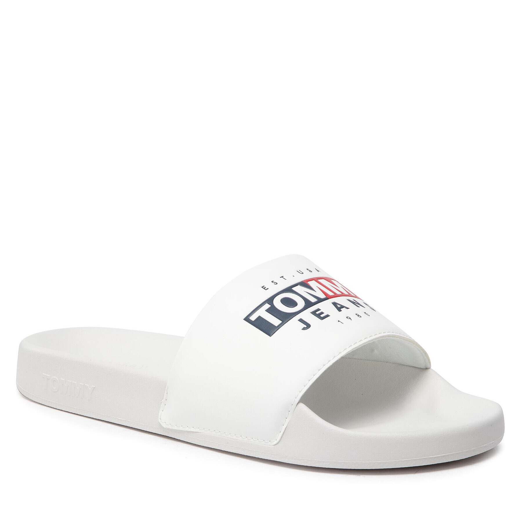 Tommy Jeans Natikači Seasonal Poolslide EM0EM01031 Bela - Pepit.si