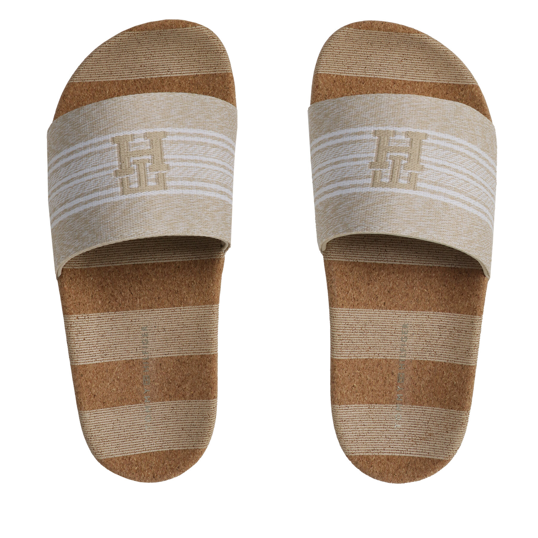 Tommy Jeans Natikači Th Woven Slide FW0FW07259 Bež - Pepit.si