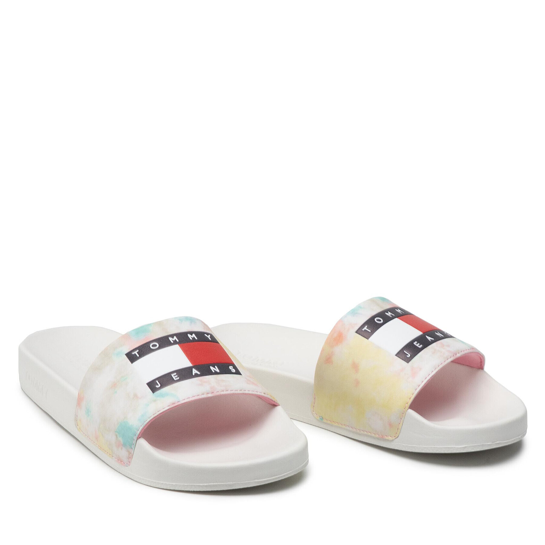 Tommy Jeans Natikači Tie Dye Pool Slide EN0EN01886 Bela - Pepit.si