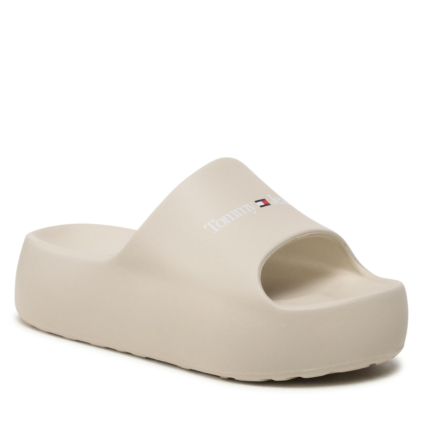 Tommy Jeans Natikači Tjw Chunky Flatform Pool Slide EN0EN02438 Bež - Pepit.si