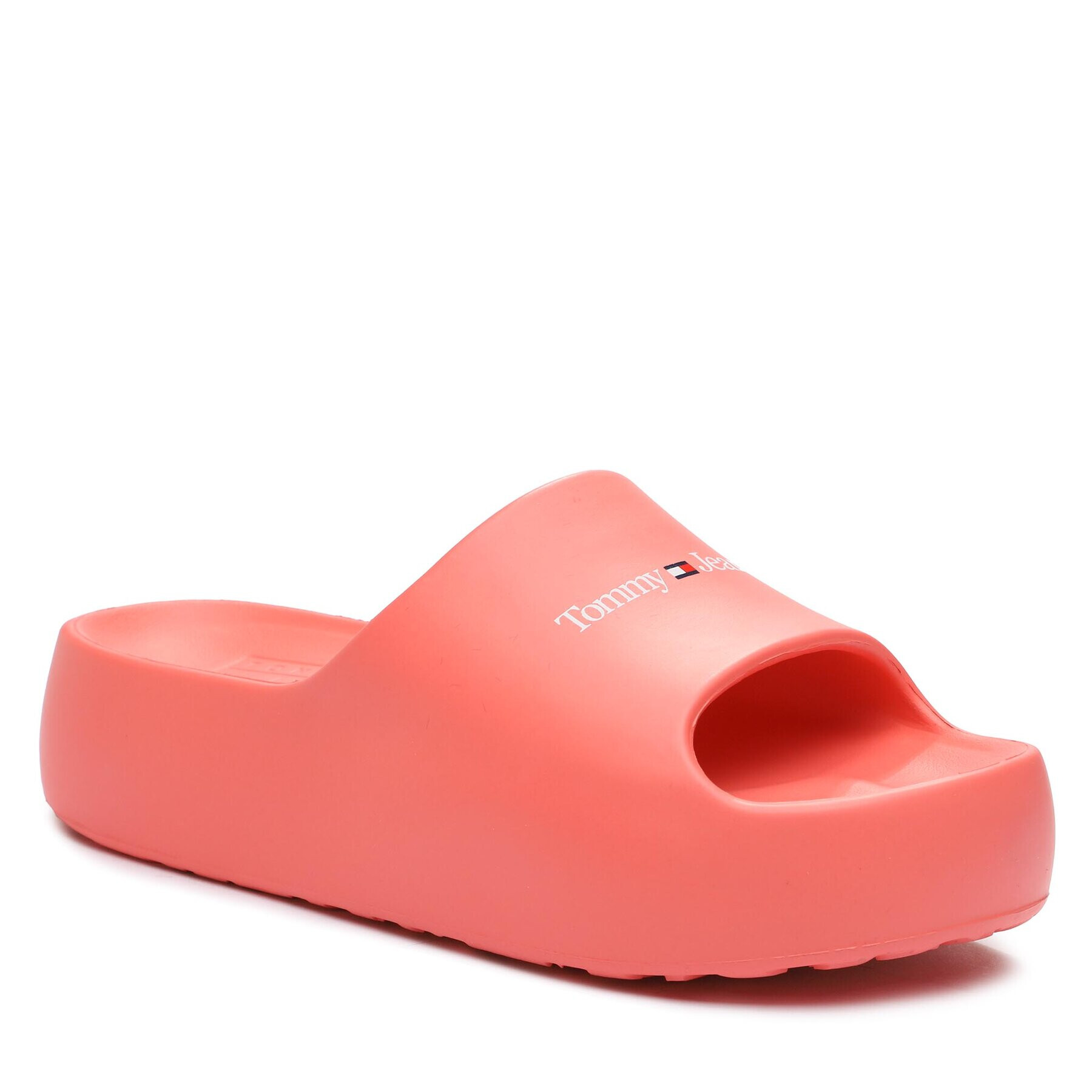 Tommy Jeans Natikači Tjw Chunky Flatform Pool Slide EN0EN02438 Koral - Pepit.si