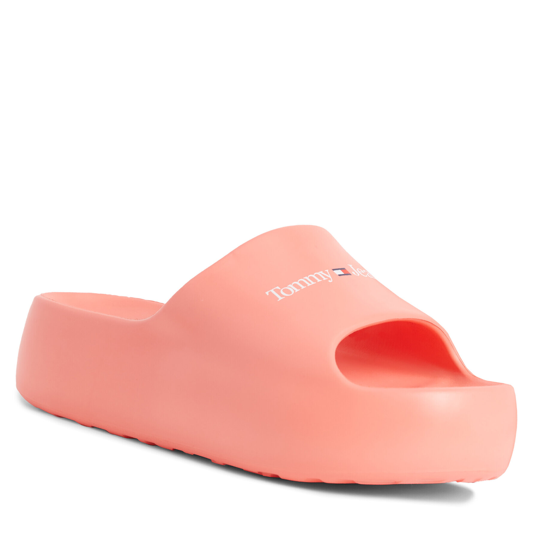 Tommy Jeans Natikači Tjw Chunky Flatform Pool Slide EN0EN02438 Koral - Pepit.si