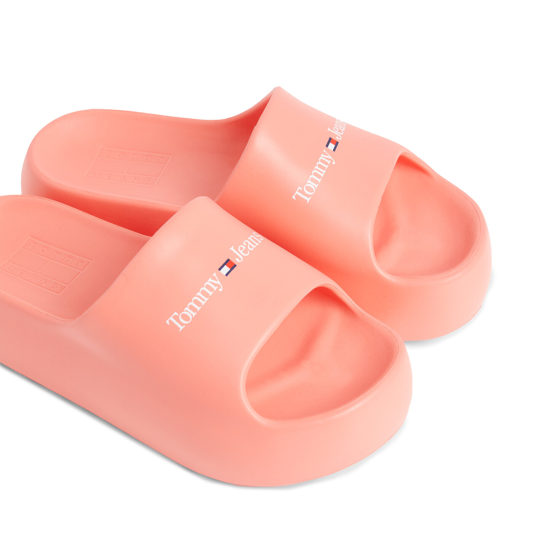 Tommy Jeans Natikači Tjw Chunky Flatform Pool Slide EN0EN02438 Koral - Pepit.si