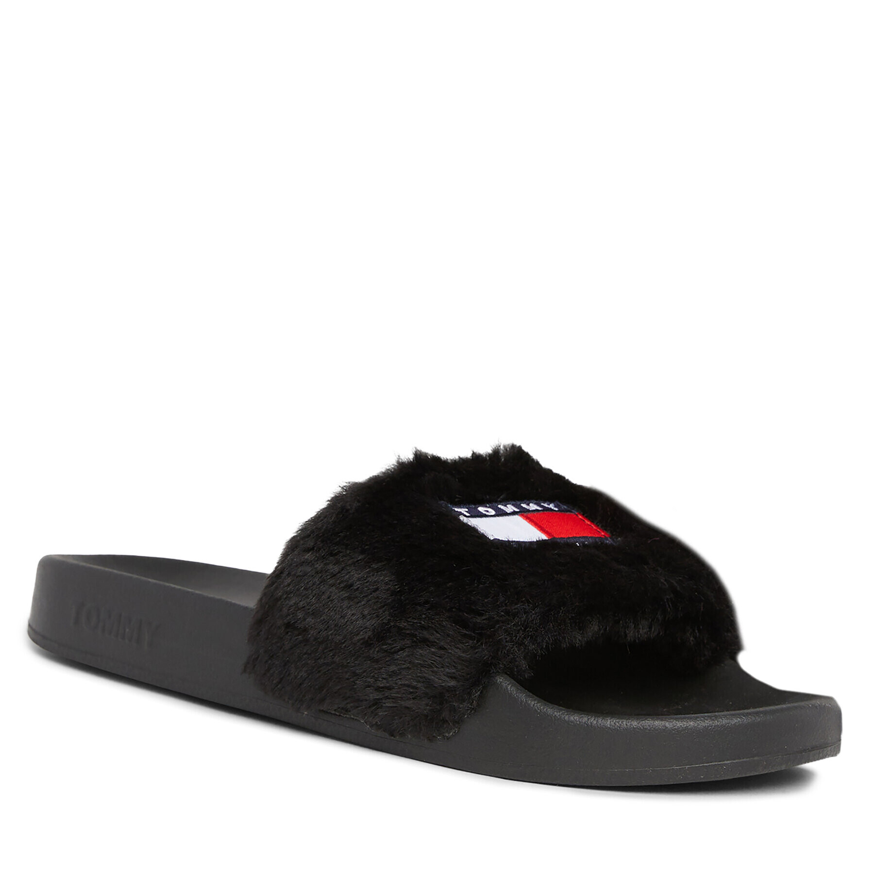 Tommy Jeans Natikači Tjw Fur Pool Slide EN0EN02410 Črna - Pepit.si