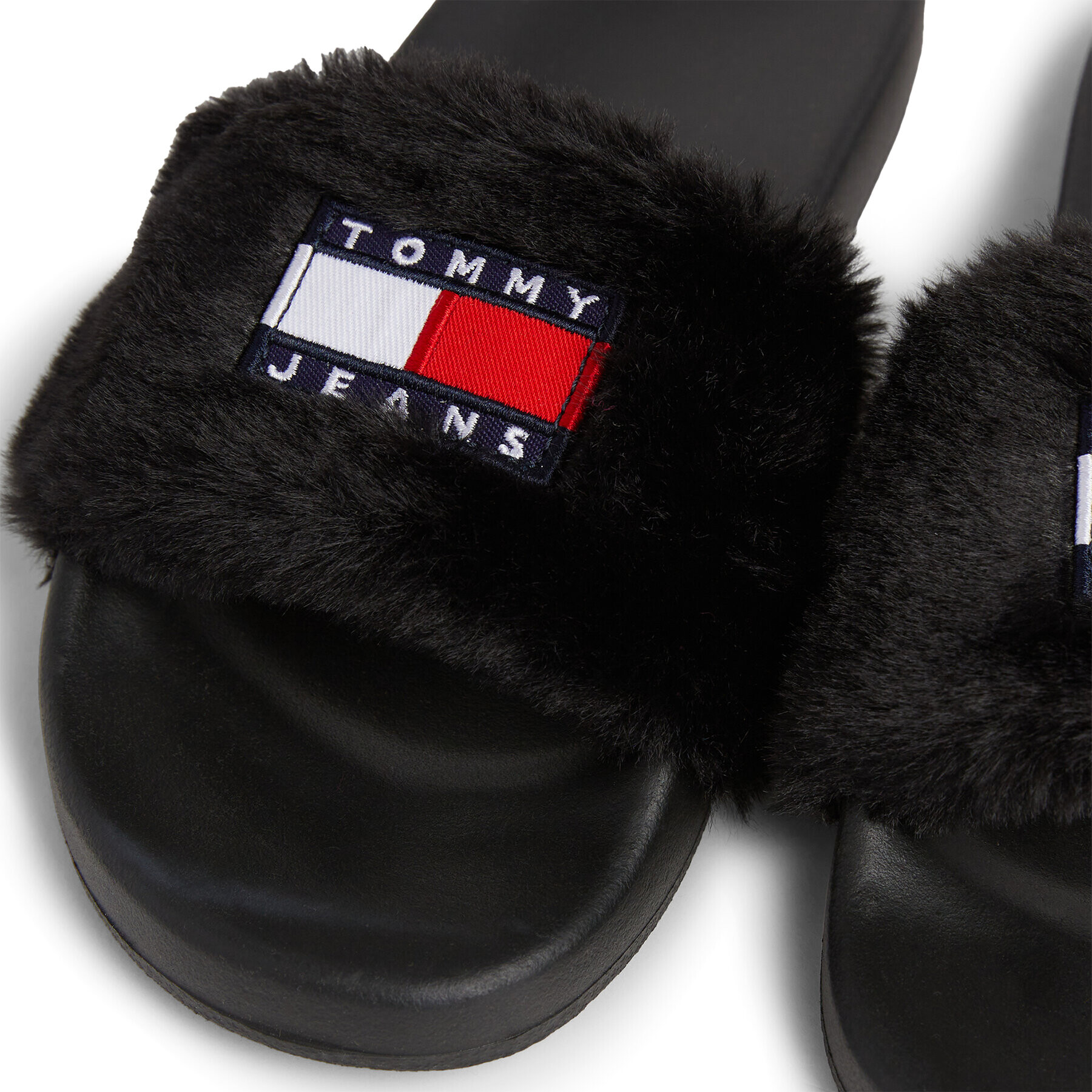 Tommy Jeans Natikači Tjw Fur Pool Slide EN0EN02410 Črna - Pepit.si