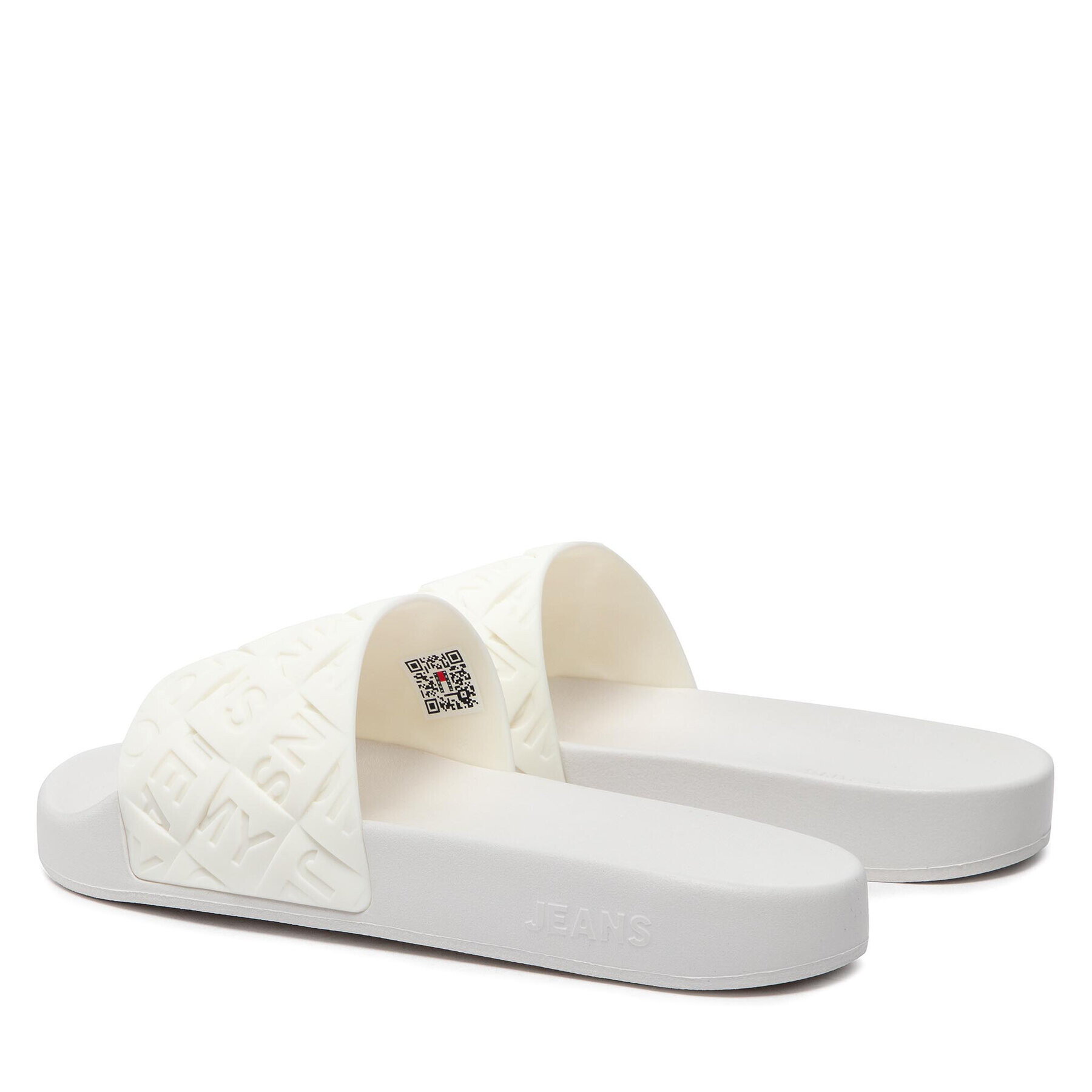 Tommy Jeans Natikači Woven Pool Slide EN0EN01857 Bela - Pepit.si