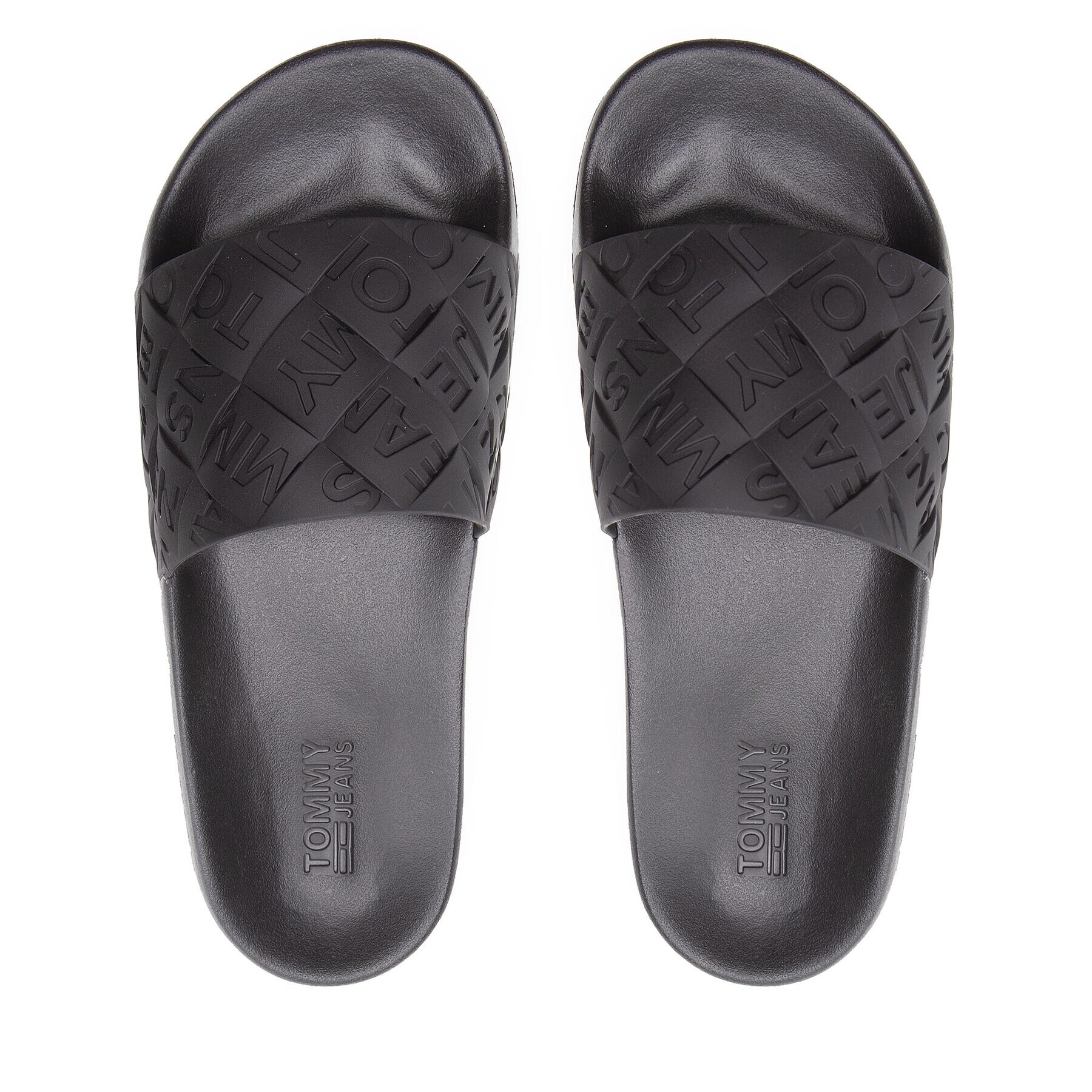 Tommy Jeans Natikači Woven Pool Slide EN0EN01857 Črna - Pepit.si