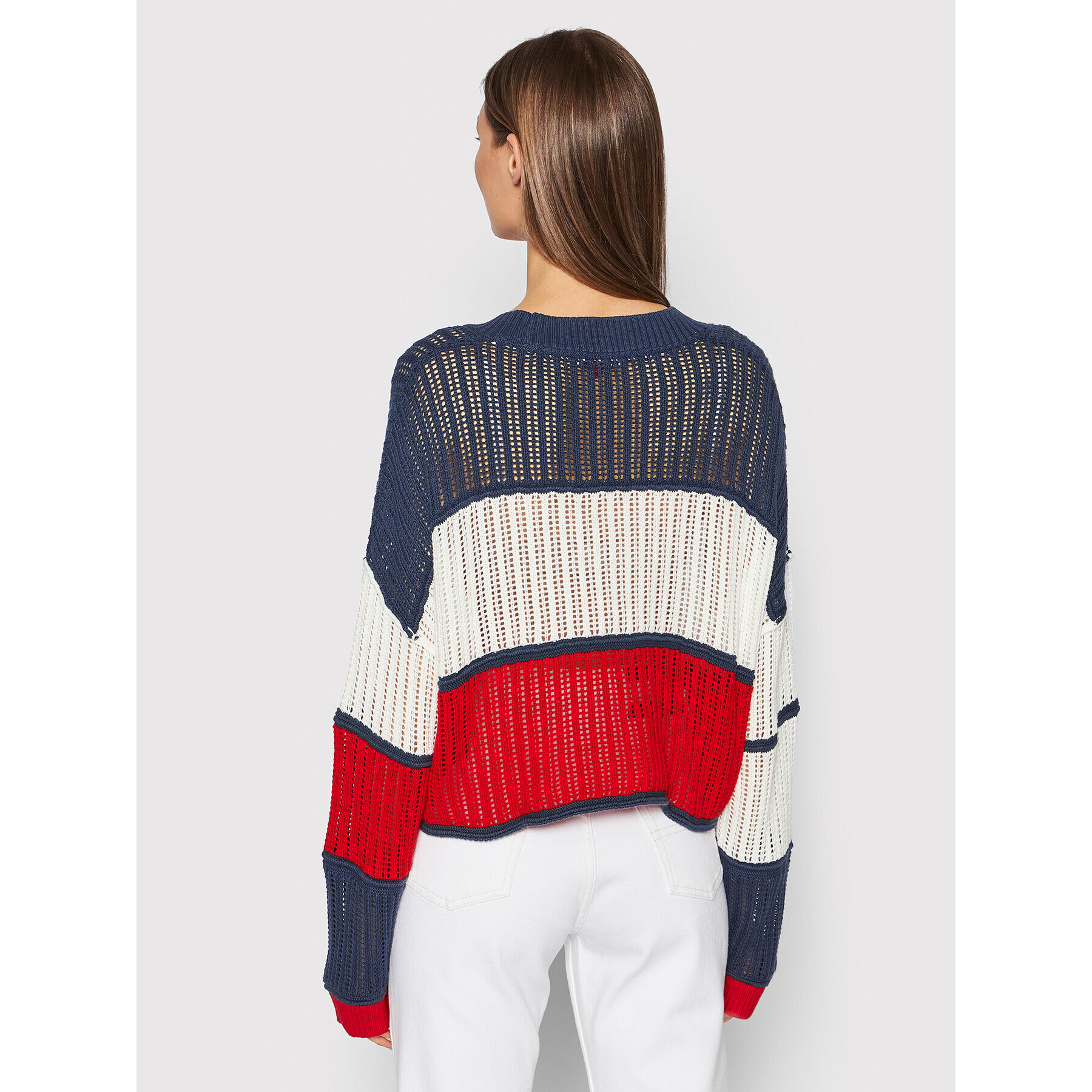 Tommy Jeans Pletena jopica DW0DW12537 Pisana Relaxed Fit - Pepit.si