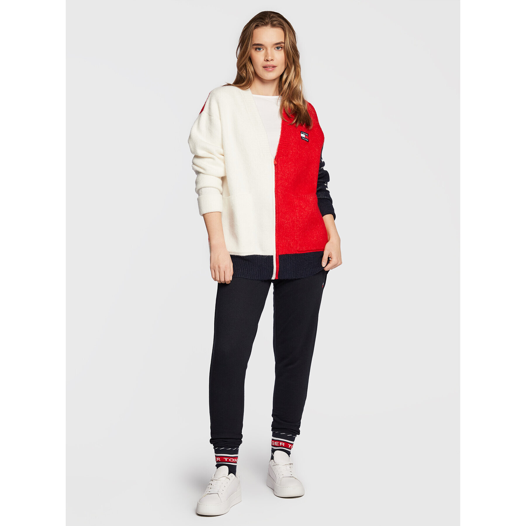 Tommy Jeans Pletena jopica DW0DW14280 Pisana Oversize - Pepit.si