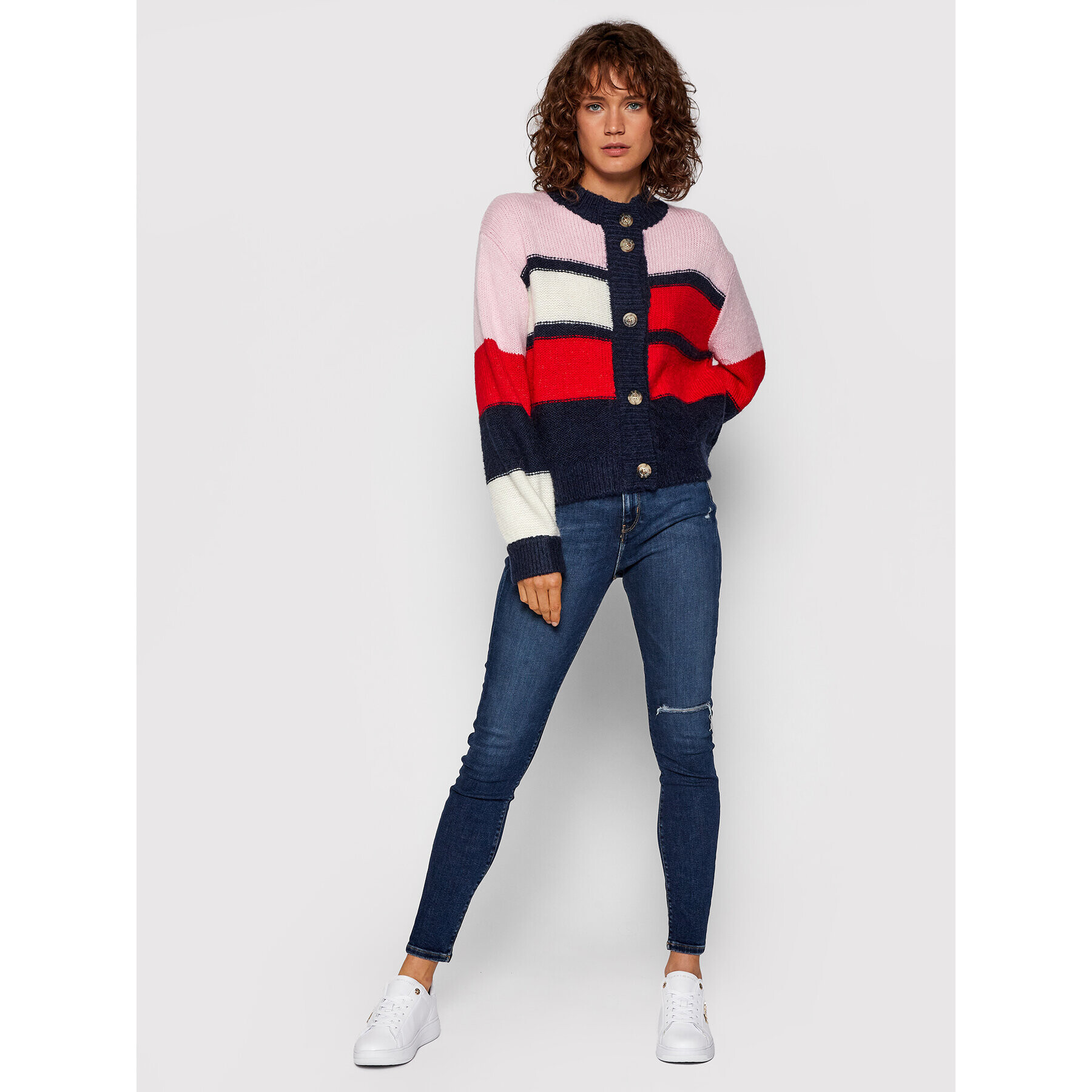 Tommy Jeans Pletena jopica Tjw Colorblock DW0DW11000 Pisana Boxy Fit - Pepit.si