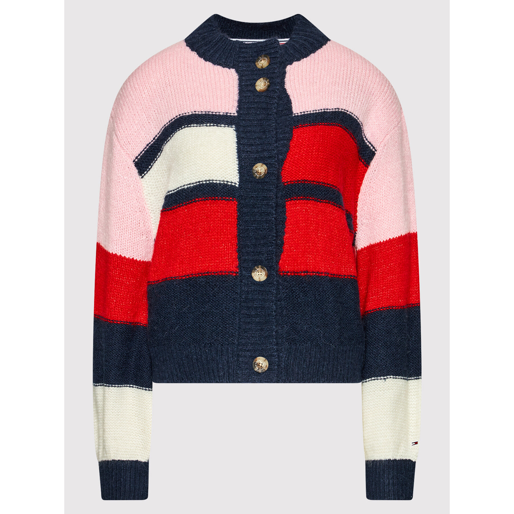 Tommy Jeans Pletena jopica Tjw Colorblock DW0DW11000 Pisana Boxy Fit - Pepit.si