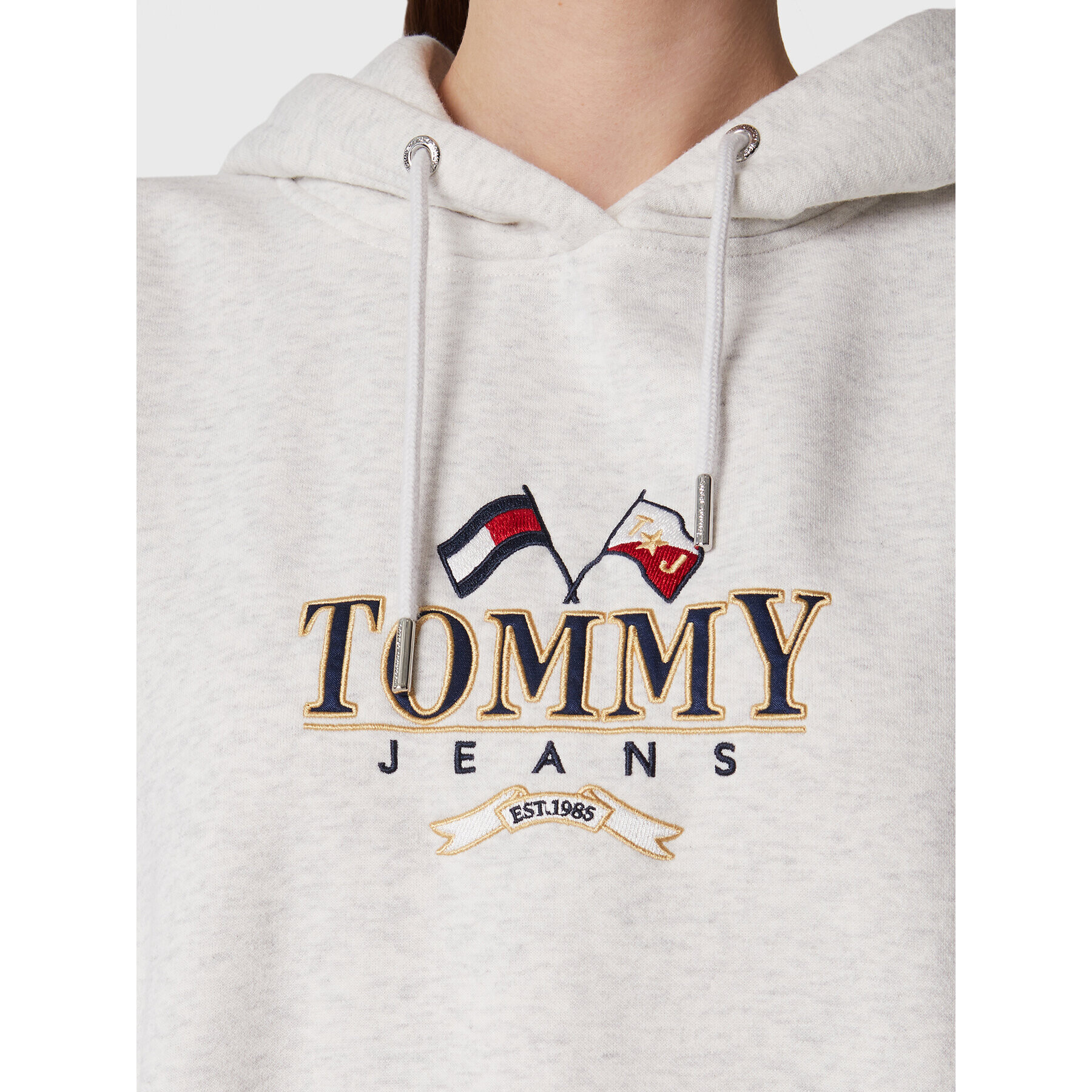 Tommy Jeans Pletena obleka DW0DW14405 Siva Relaxed Fit - Pepit.si