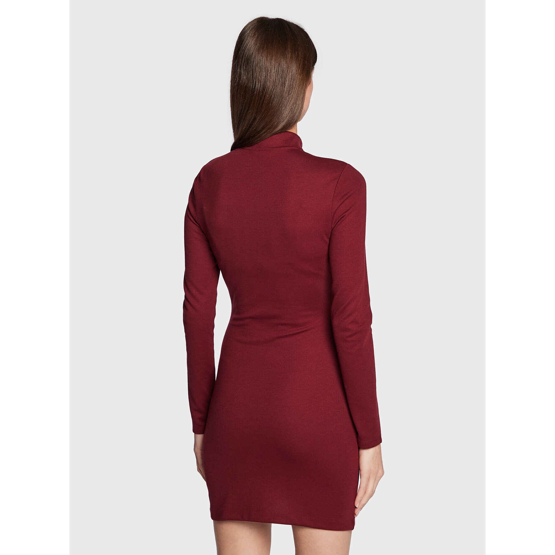 Tommy Jeans Pletena obleka Signature Bodycon DW0DW14386 Bordo rdeča Slim Fit - Pepit.si