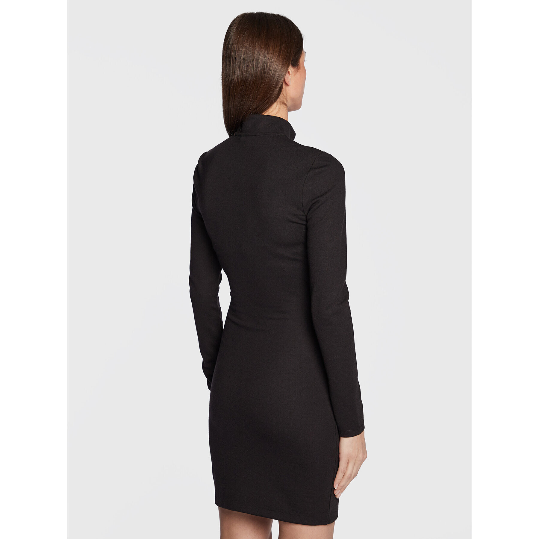 Tommy Jeans Pletena obleka Signature Bodycon DW0DW14386 Črna Slim Fit - Pepit.si