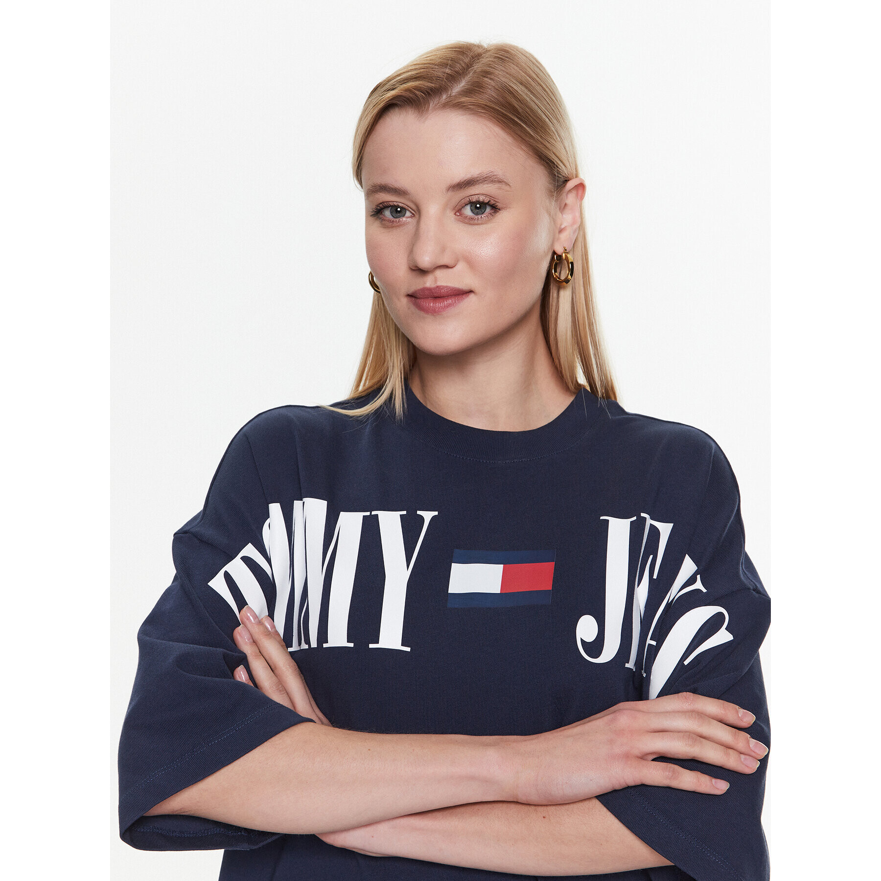 Tommy Jeans Poletna obleka Archive DW0DW15756 Mornarsko modra Oversize - Pepit.si