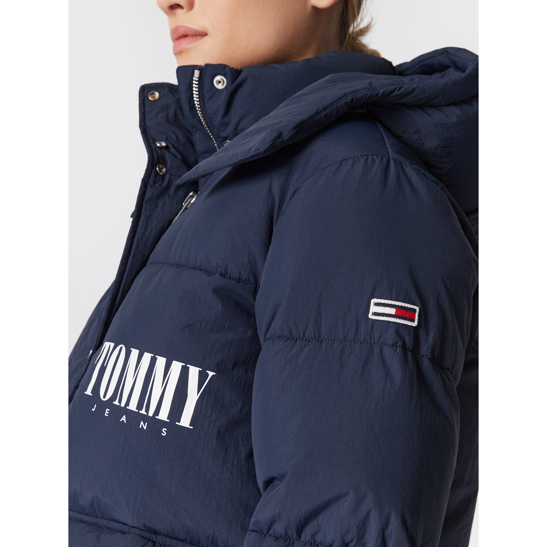 Tommy Jeans Puhovka A-Line Fashion DW0DW14307 Mornarsko modra Oversize - Pepit.si