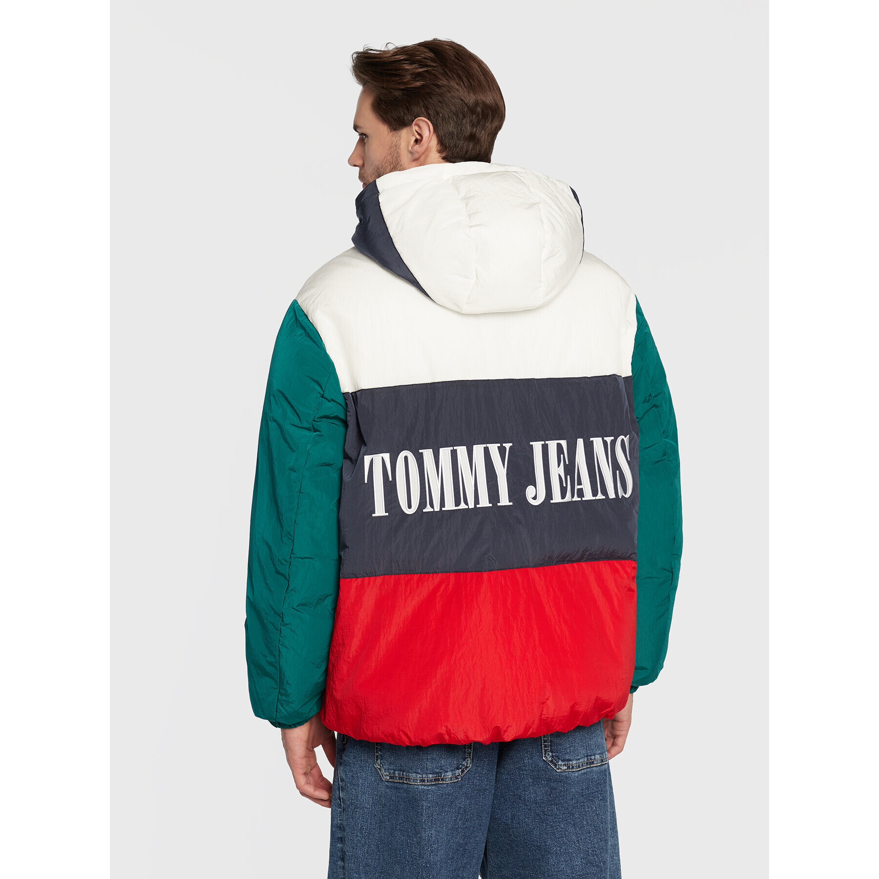 Tommy Jeans Puhovka Archive Colorblock DM0DM14457 Pisana Oversize - Pepit.si