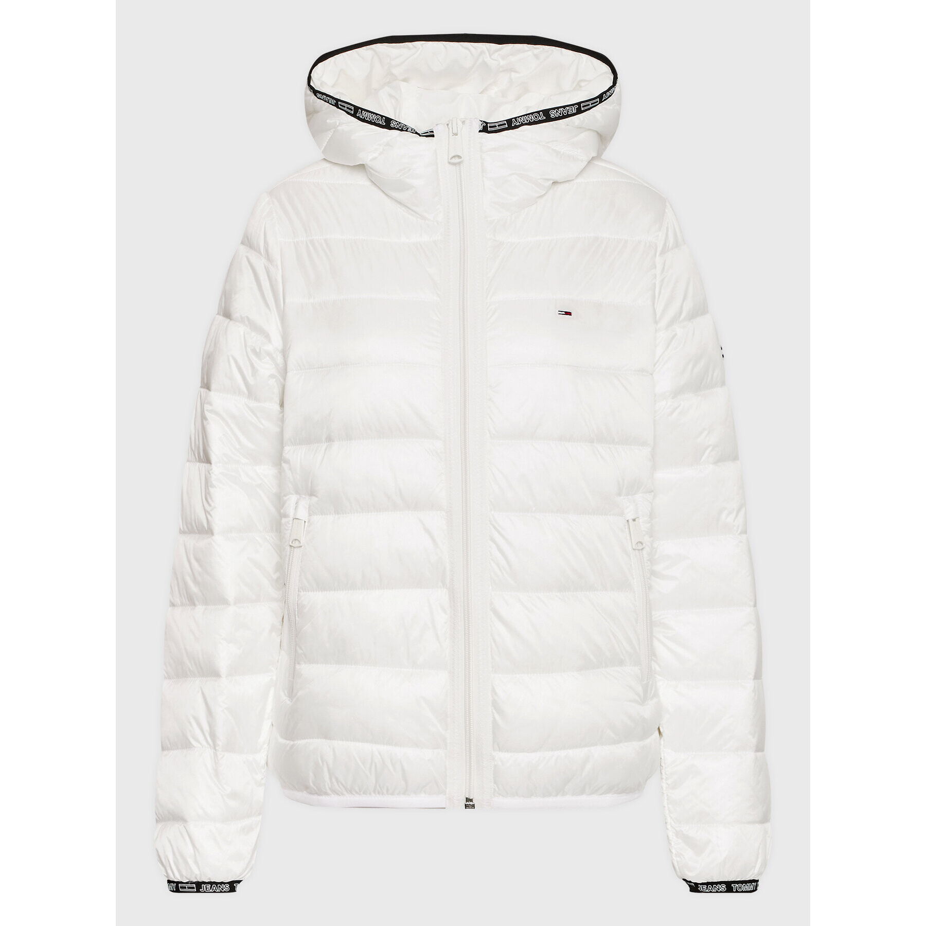 Tommy Jeans Puhovka Quilted Tape DW0DW09350 Bela Relaxed Fit - Pepit.si