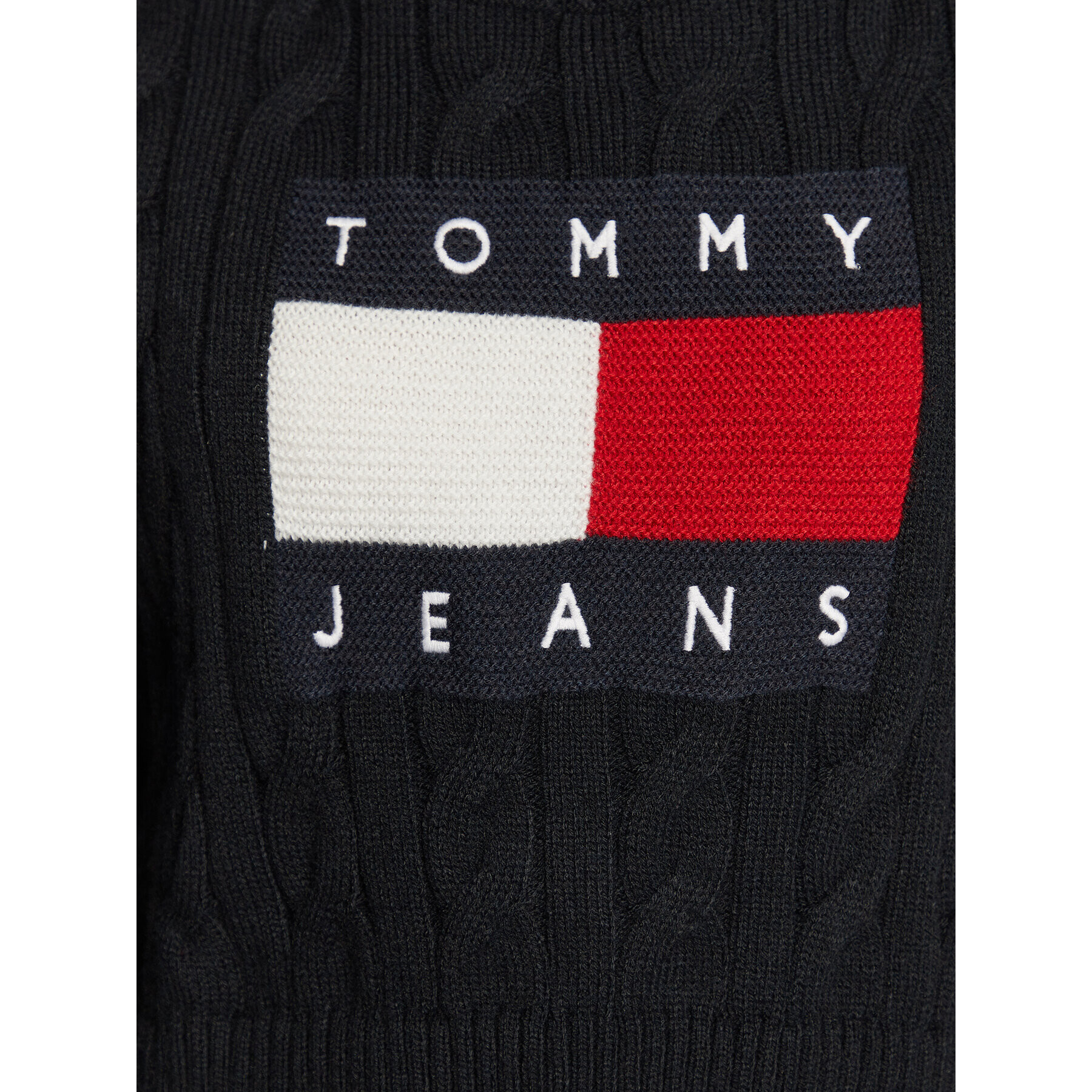 Tommy Jeans Pulover Center Flag DW0DW14261 Črna Boxy Fit - Pepit.si