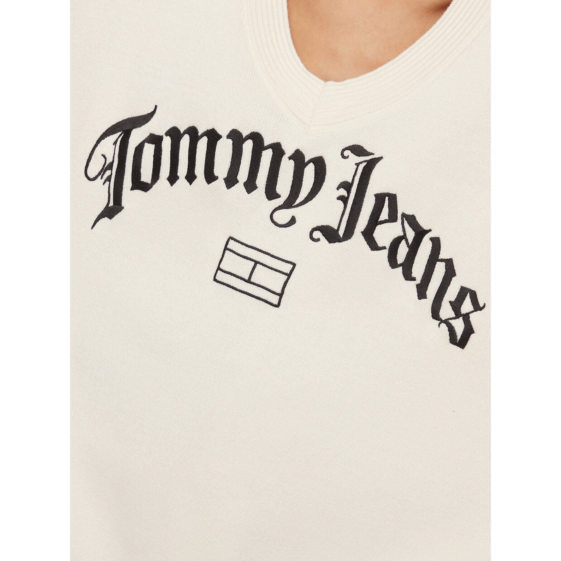 Tommy Jeans Pulover Grunge DW0DW16530 Écru Oversize - Pepit.si