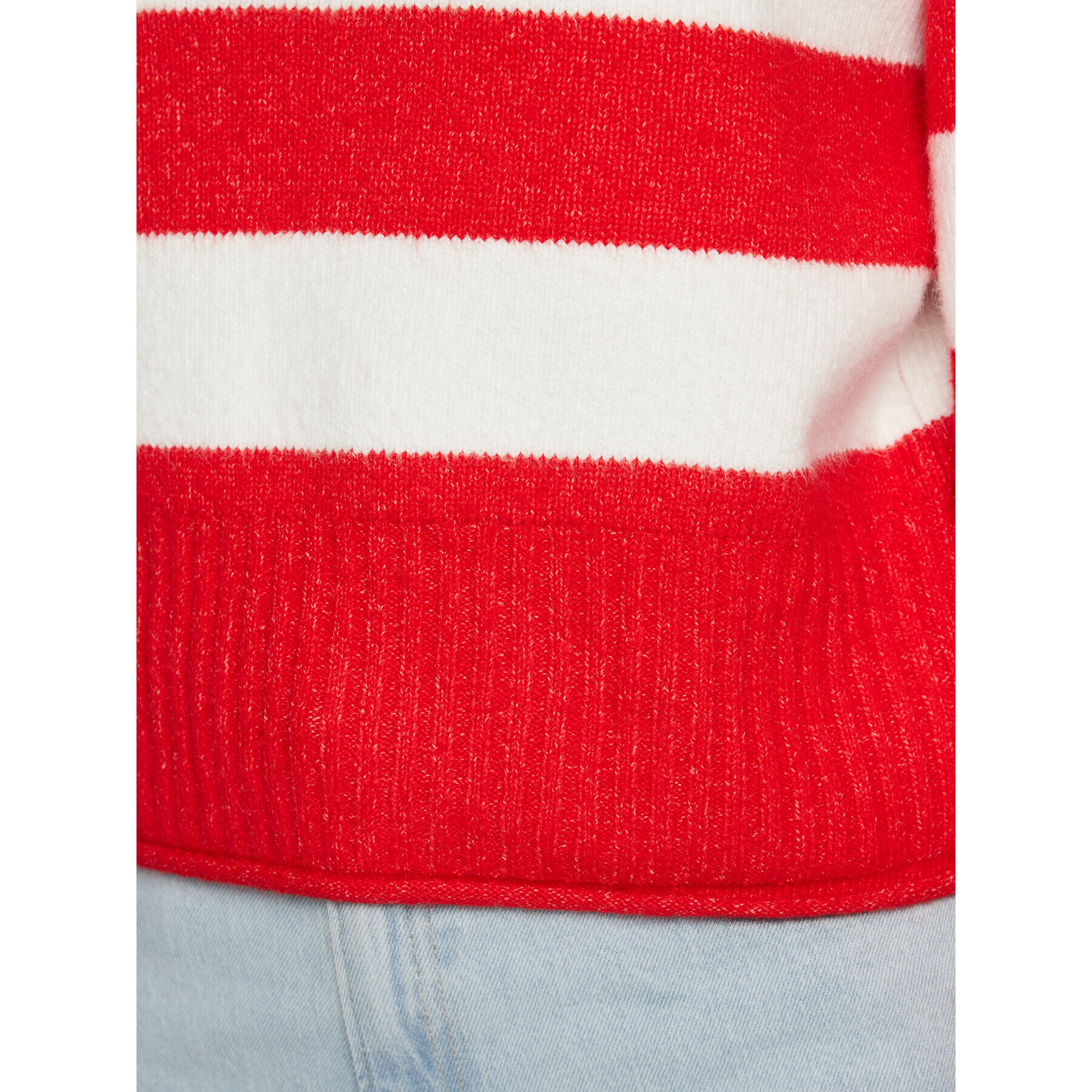 Tommy Jeans Pulover Stripe Badge DW0DW14956 Rdeča Regular Fit - Pepit.si