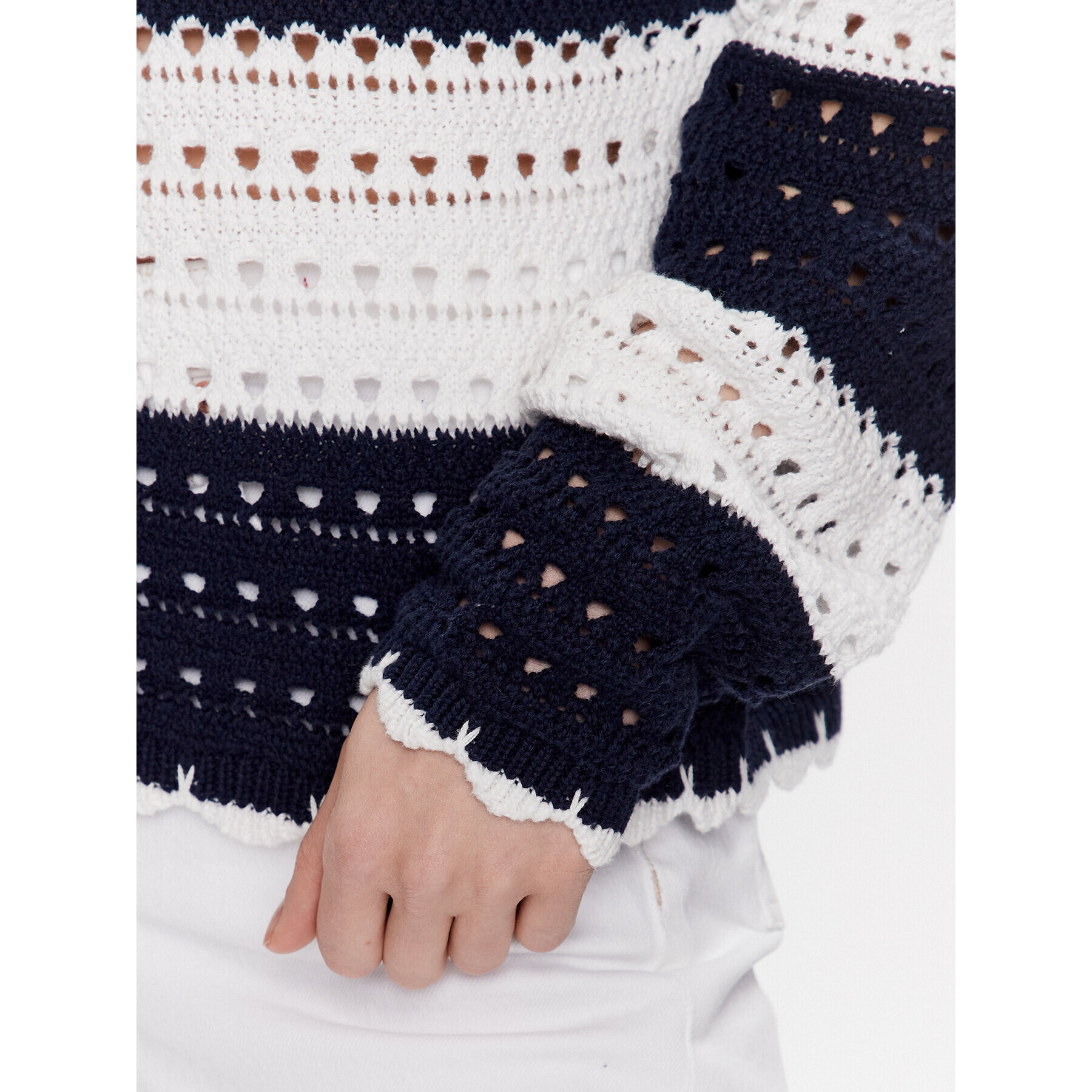 Tommy Jeans Pulover Summer Crochet DW0DW15404 Mornarsko modra Relaxed Fit - Pepit.si