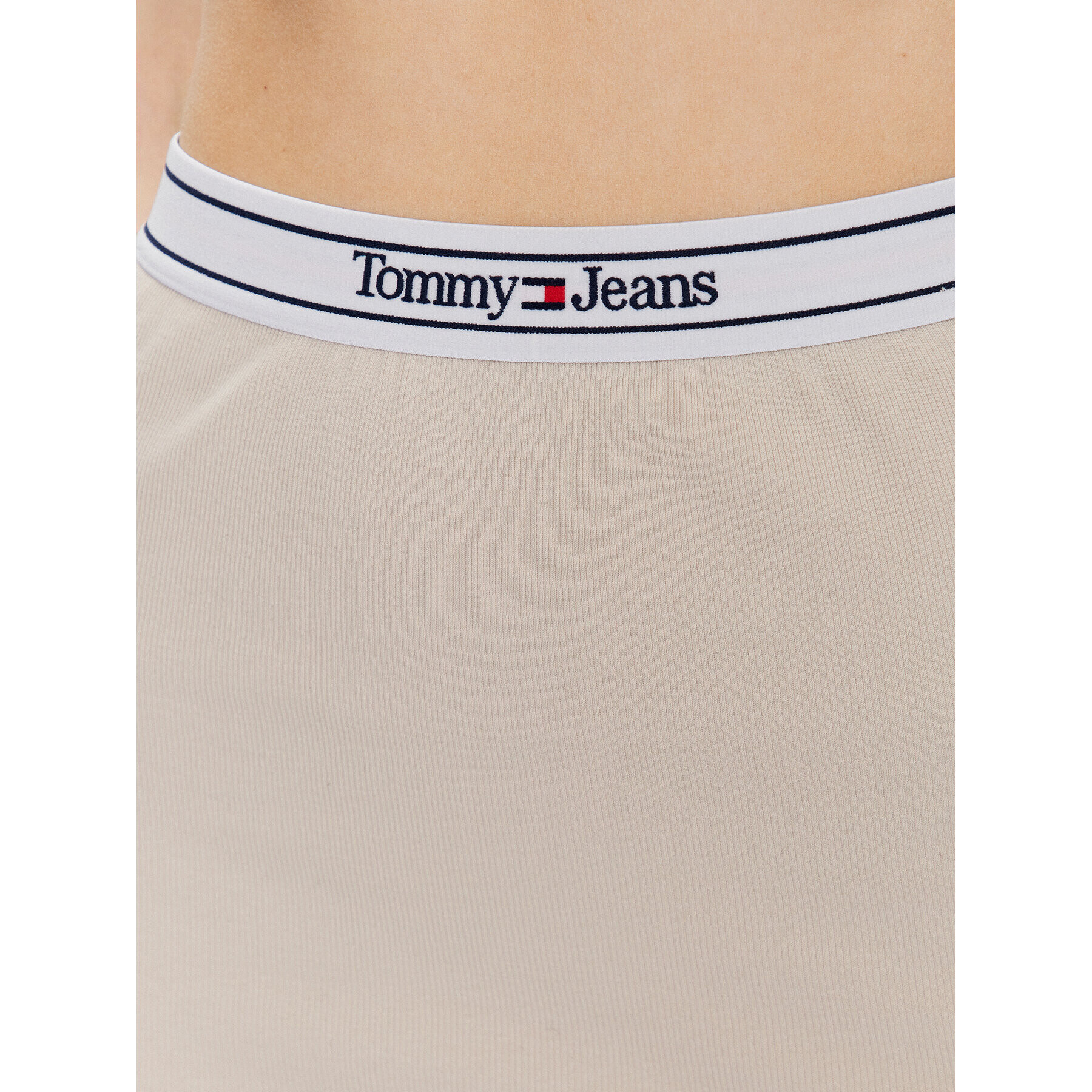 Tommy Jeans Ravno krilo Logo Waistband DW0DW15430 Bež Slim Fit - Pepit.si