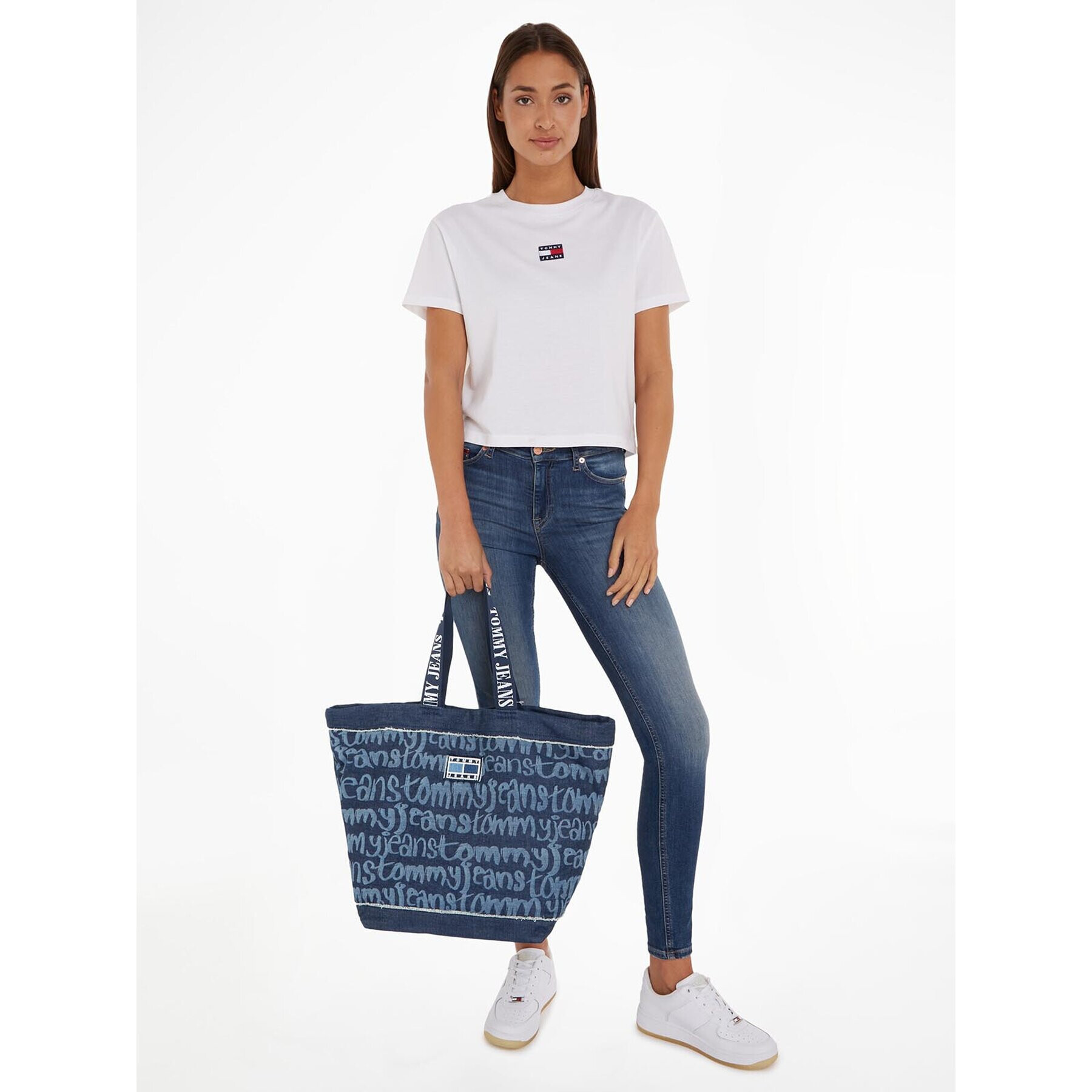 Tommy Jeans Ročna torba Tjw Heritage Tote Denim AW0AW14973 Modra - Pepit.si