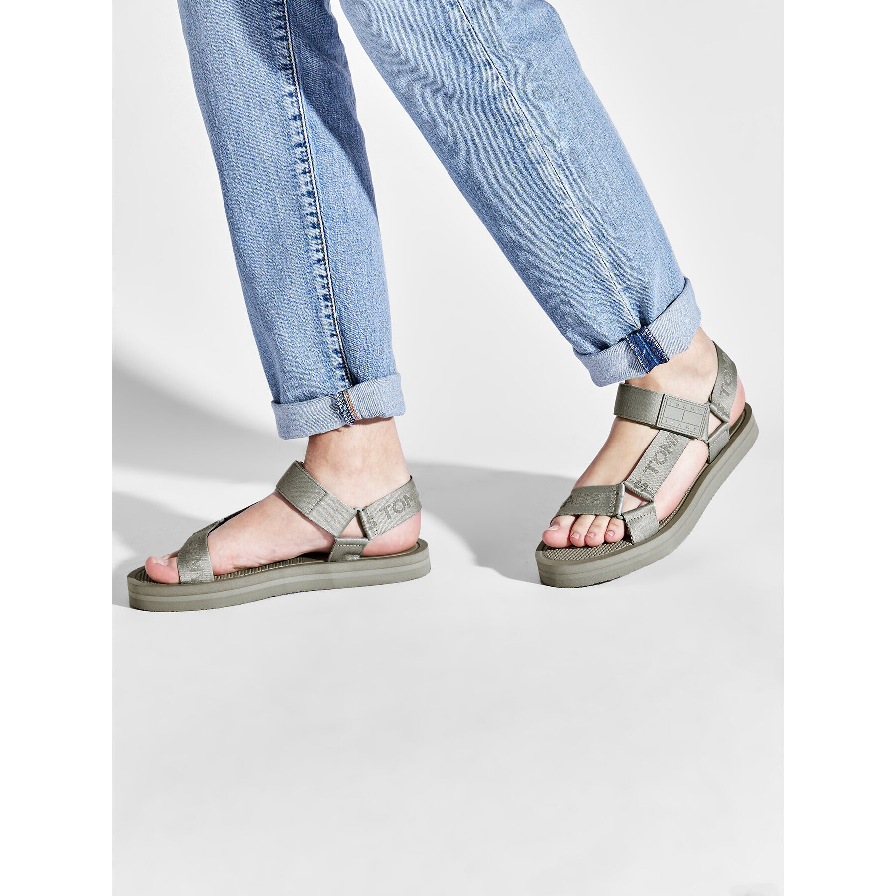 Tommy Jeans Sandali Eva Sandal EM0EM00976 Zelena - Pepit.si