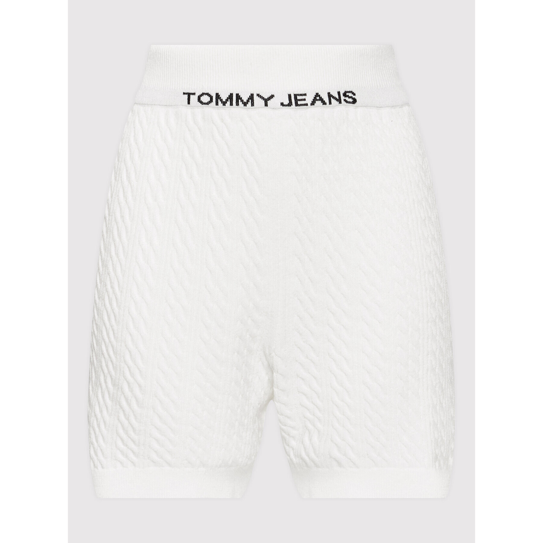 Tommy Jeans Športne kratke hlače Cable Knit DW0DW12629 Bela Slim Fit - Pepit.si