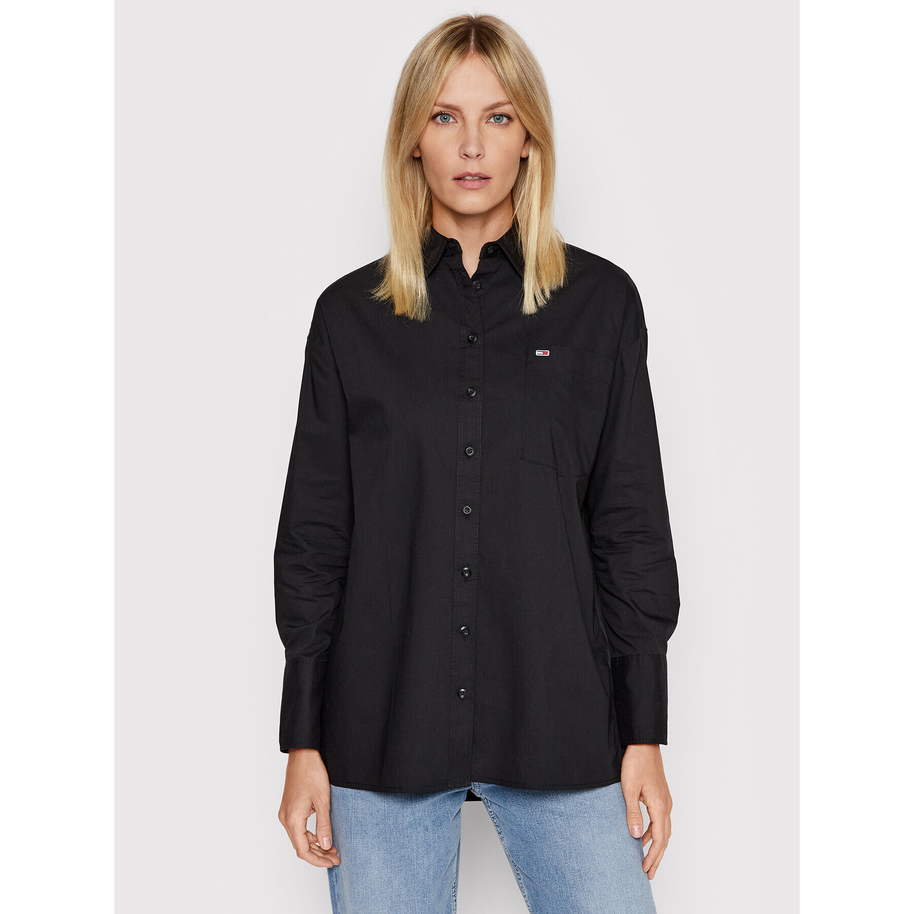 Tommy Jeans Srajca Oversized Poplin DW0DW12080 Črna Oversize - Pepit.si