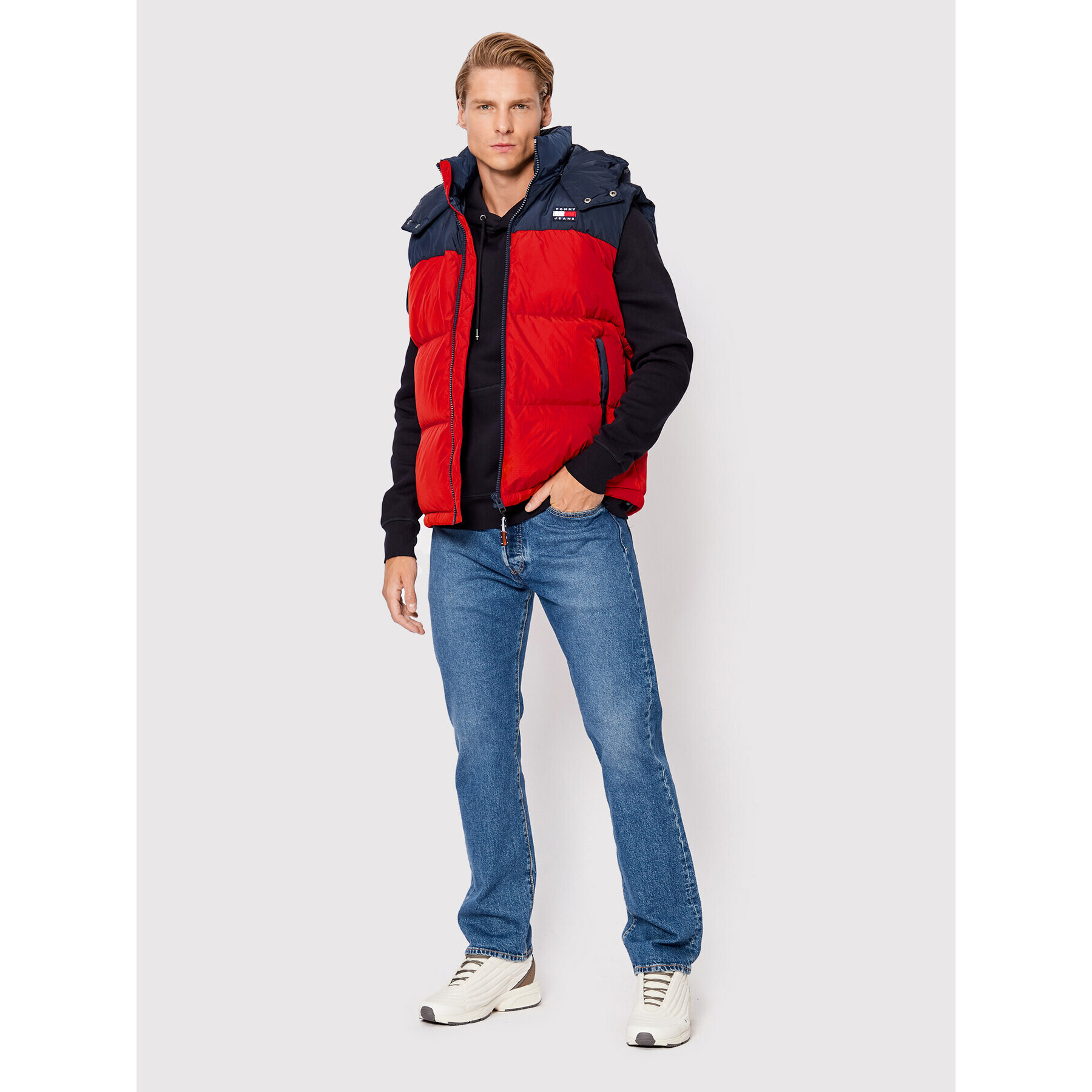 Tommy Jeans Telovnik Color Block Alaska DM0DM14399 Rdeča Regular Fit - Pepit.si