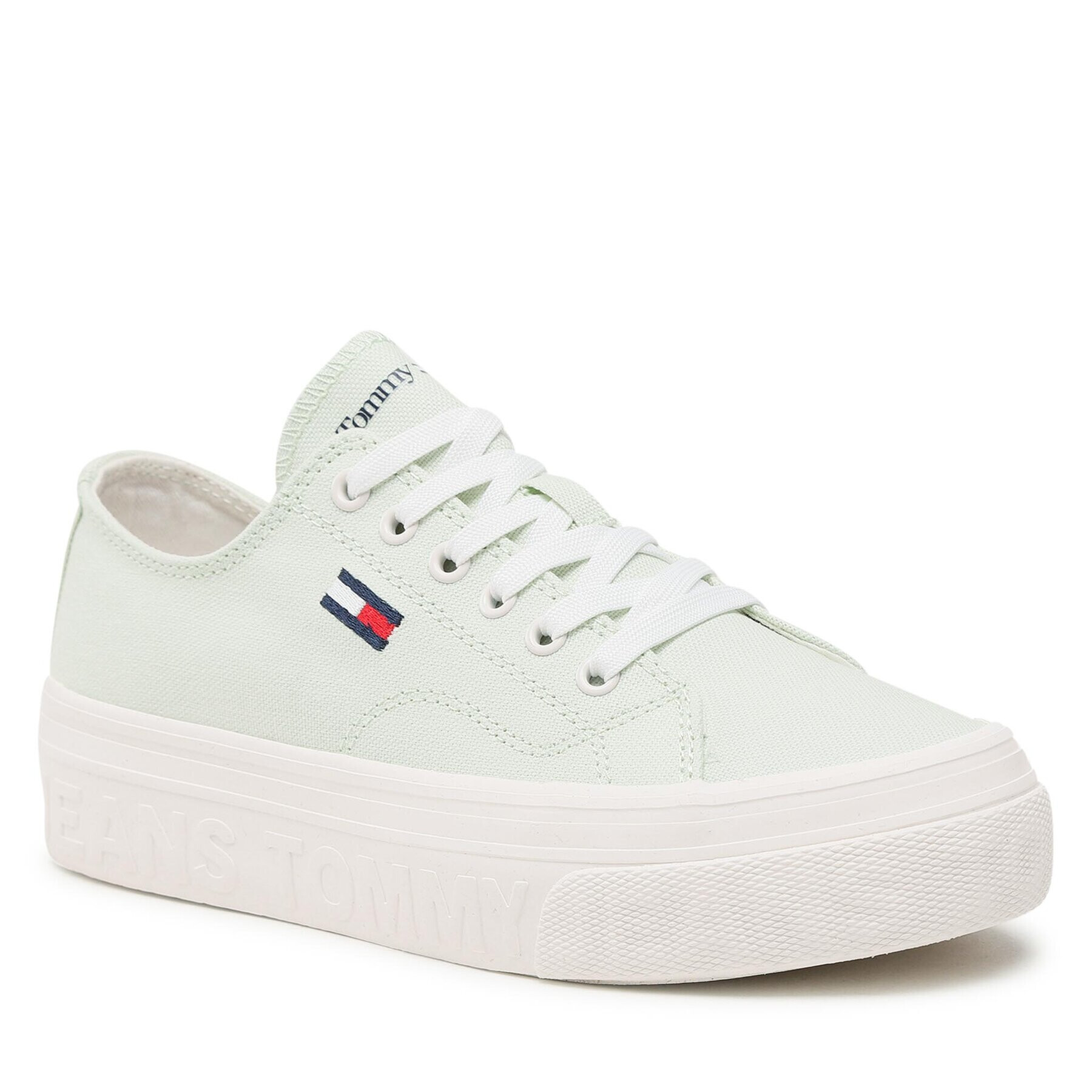 Tommy Jeans Tenis superge Flatform EN0EN02173 Zelena - Pepit.si