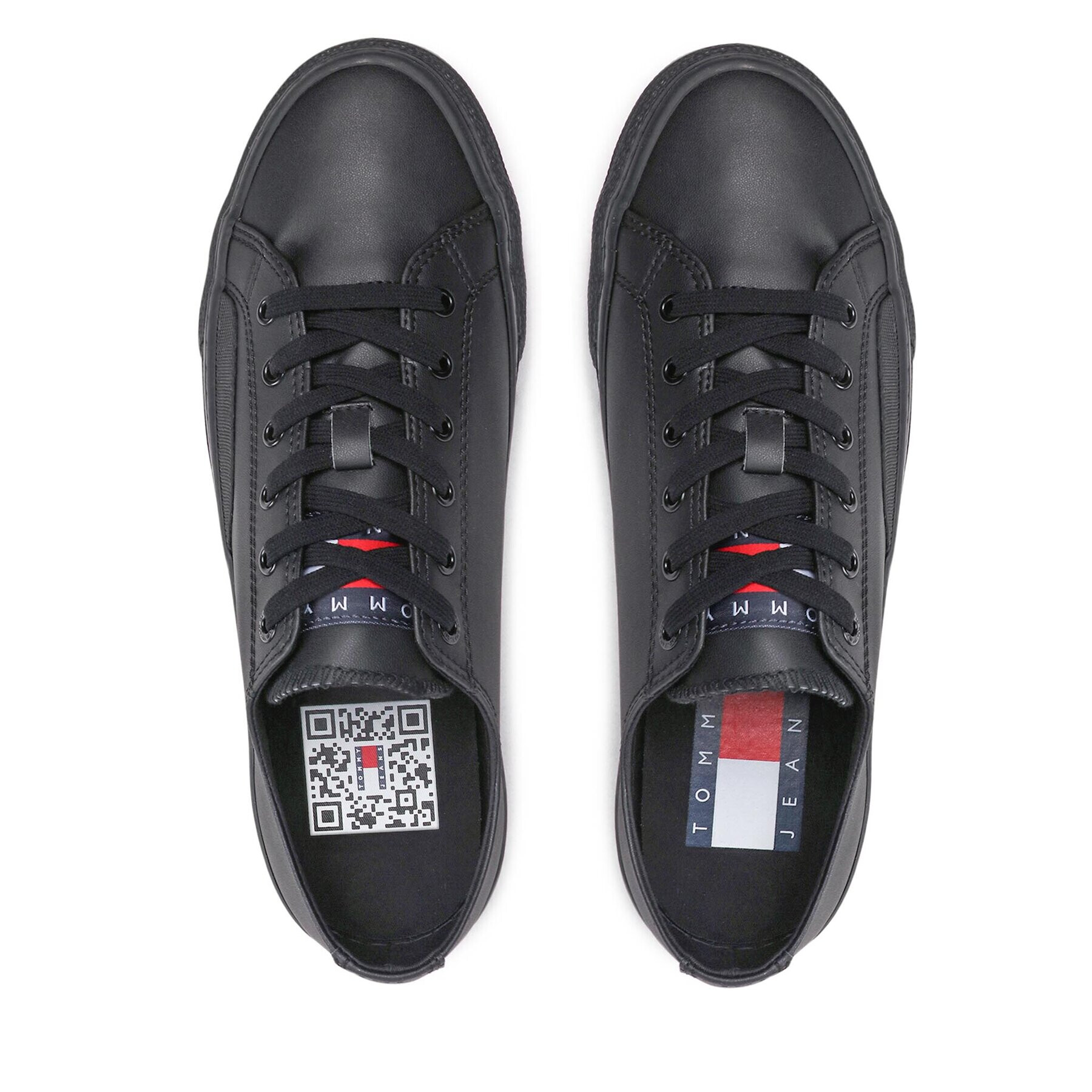 Tommy Jeans Tenis superge Leather Vulc EM0EM01047 Črna - Pepit.si