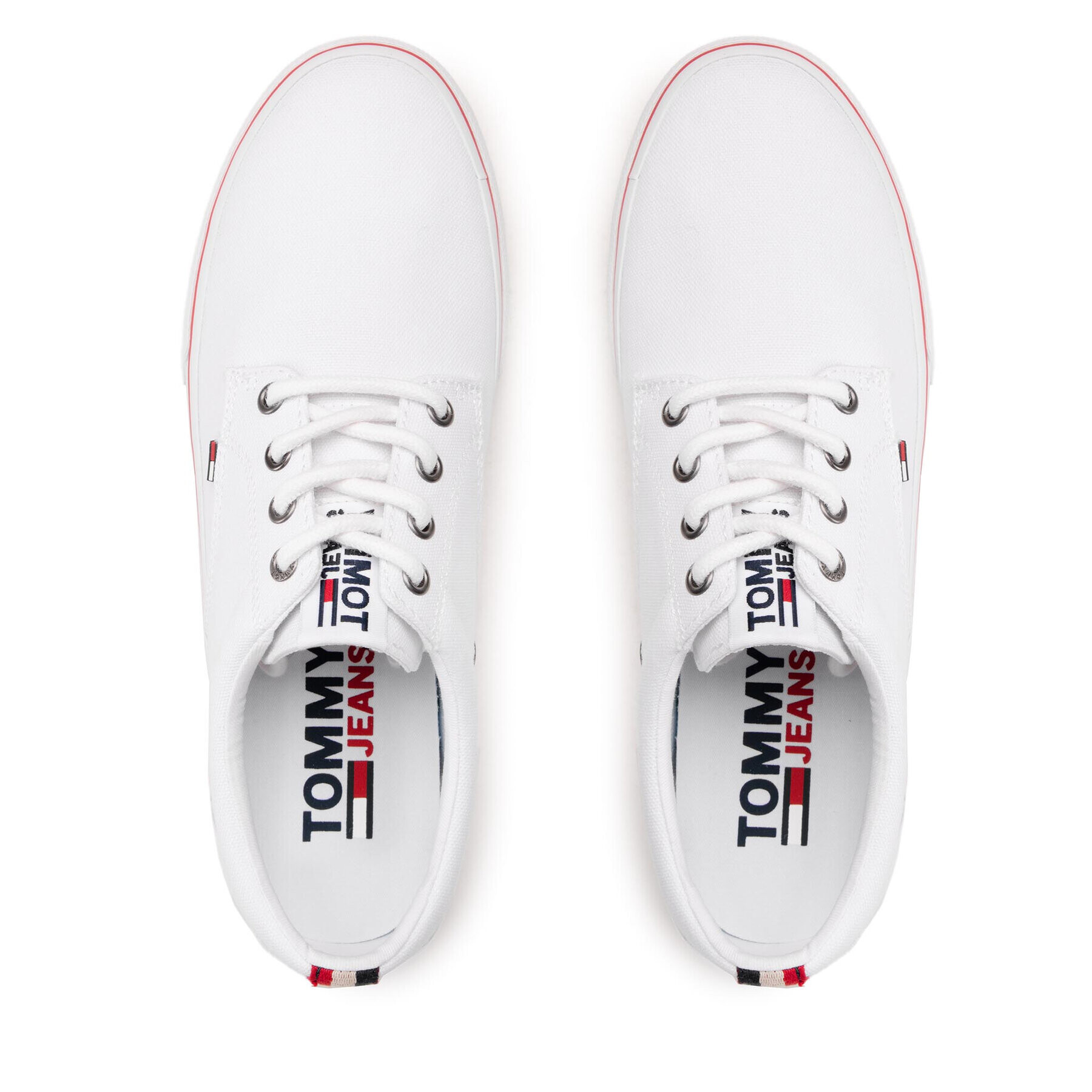 Tommy Jeans Tenis superge Textile Sneaker EM0EM00001 Bela - Pepit.si