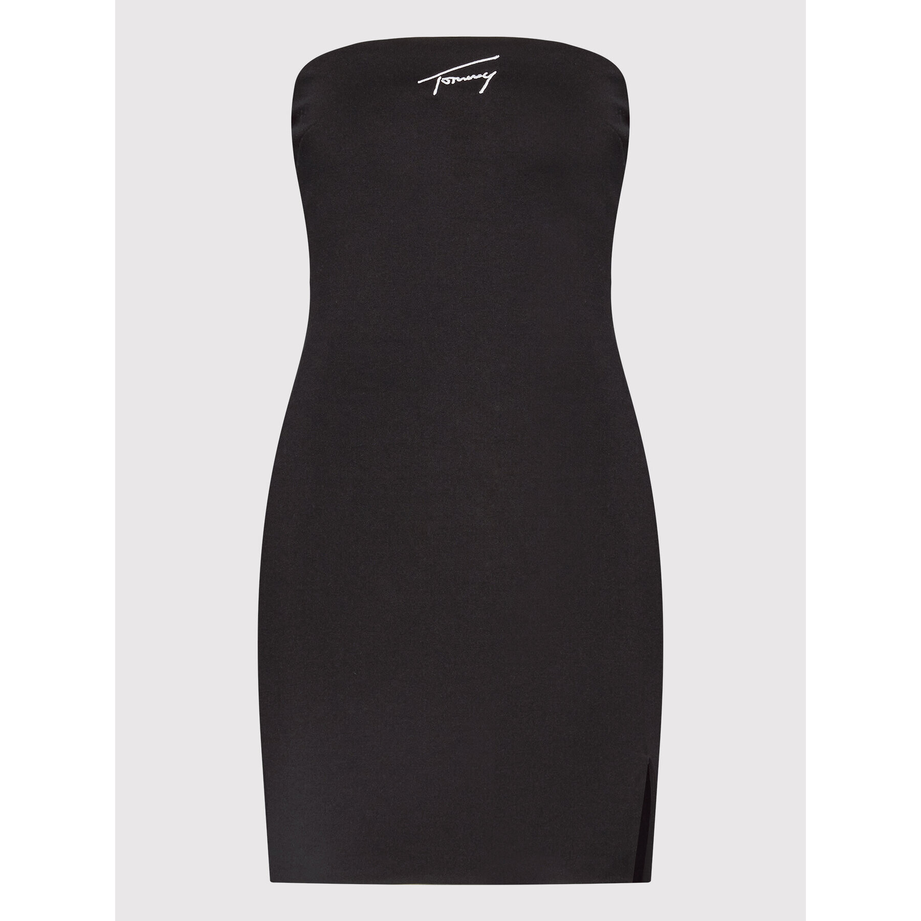 Tommy Jeans Vsakodnevna obleka Signature Bodycon DW0DW12884 Črna Slim Fit - Pepit.si