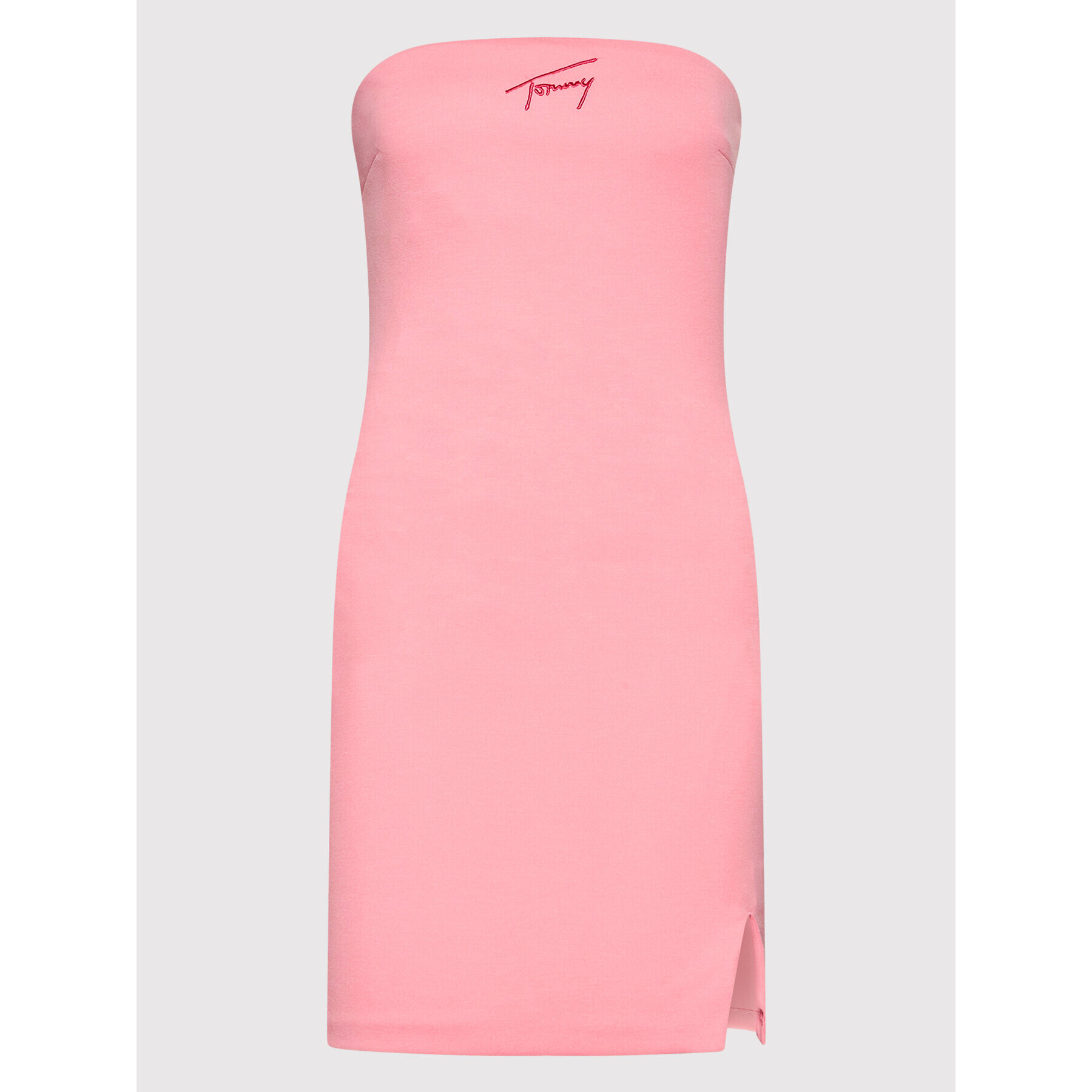 Tommy Jeans Vsakodnevna obleka Signature Bodycon DW0DW12884 Roza Slim Fit - Pepit.si